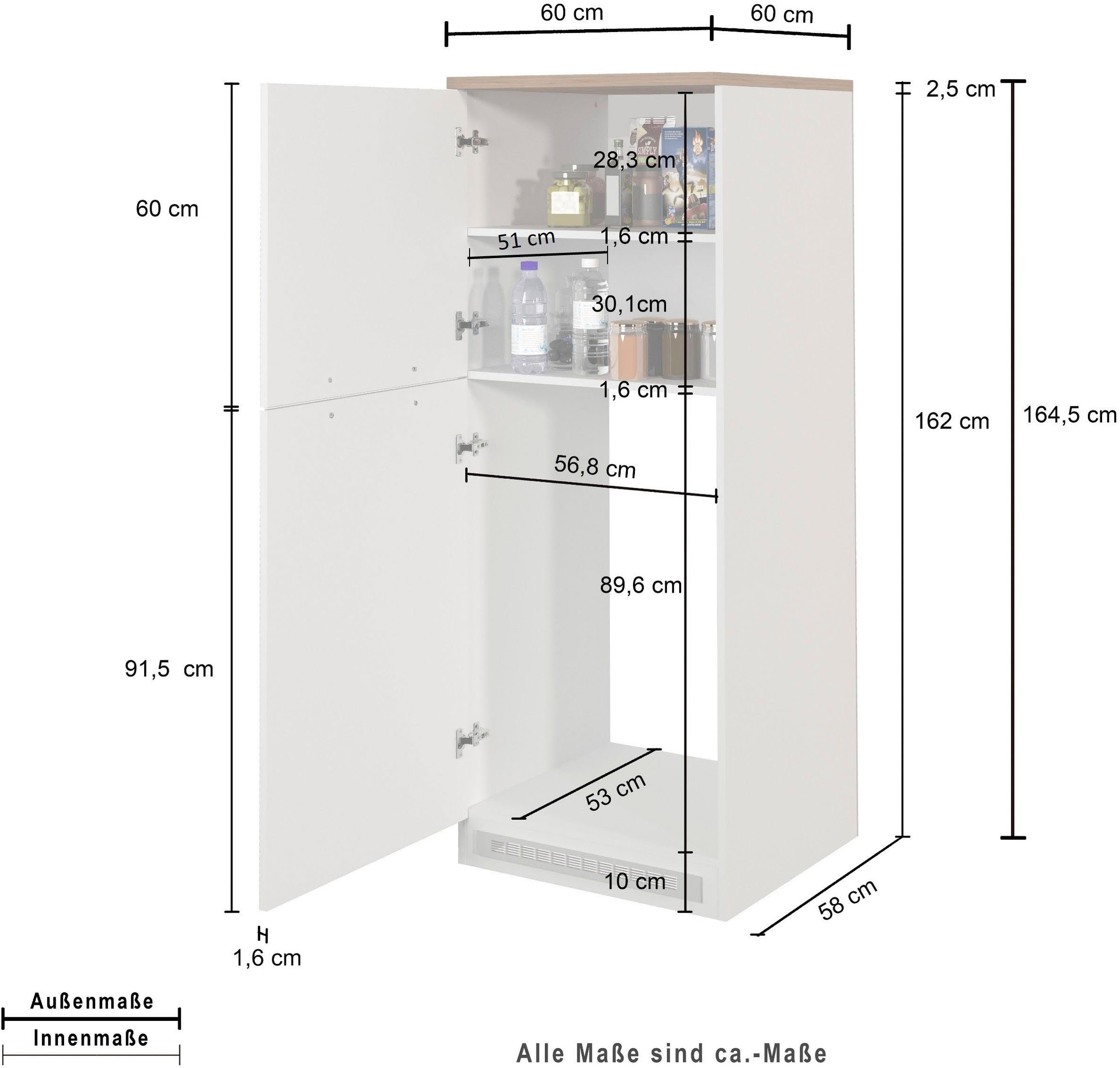 KOCHSTATION Armoire réfrigérée encastrable »KS-Sole« Breite 60 cm, Nischenmass 56,8/53/90 cm