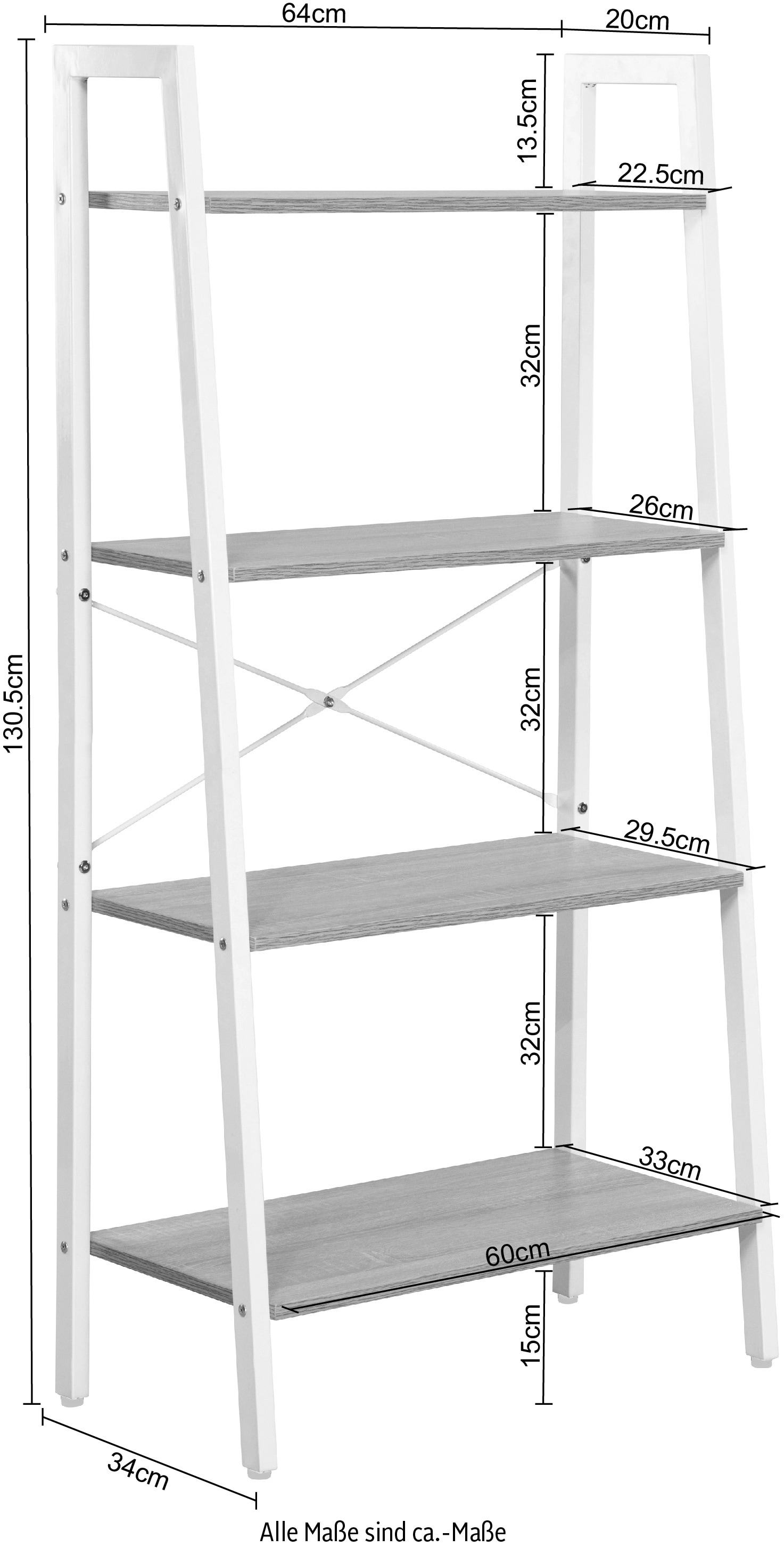 Home affaire Aktenregal »COWELL, Bücherregal,«, asymetrisches Metallgestell, 64x130,5 cm, FSC®-zertifiziert