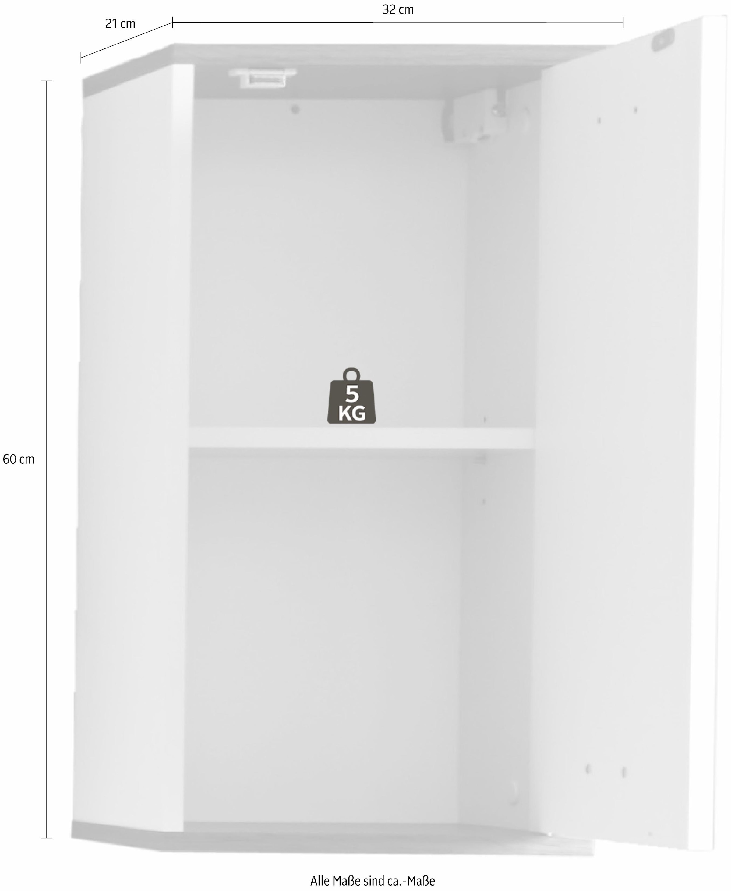 welltime Hängeschrank »Sanremo« Badschrank mit 2 Fächern in Weiss/Rauchsilber - (B/T/H) 32/21/60 cm