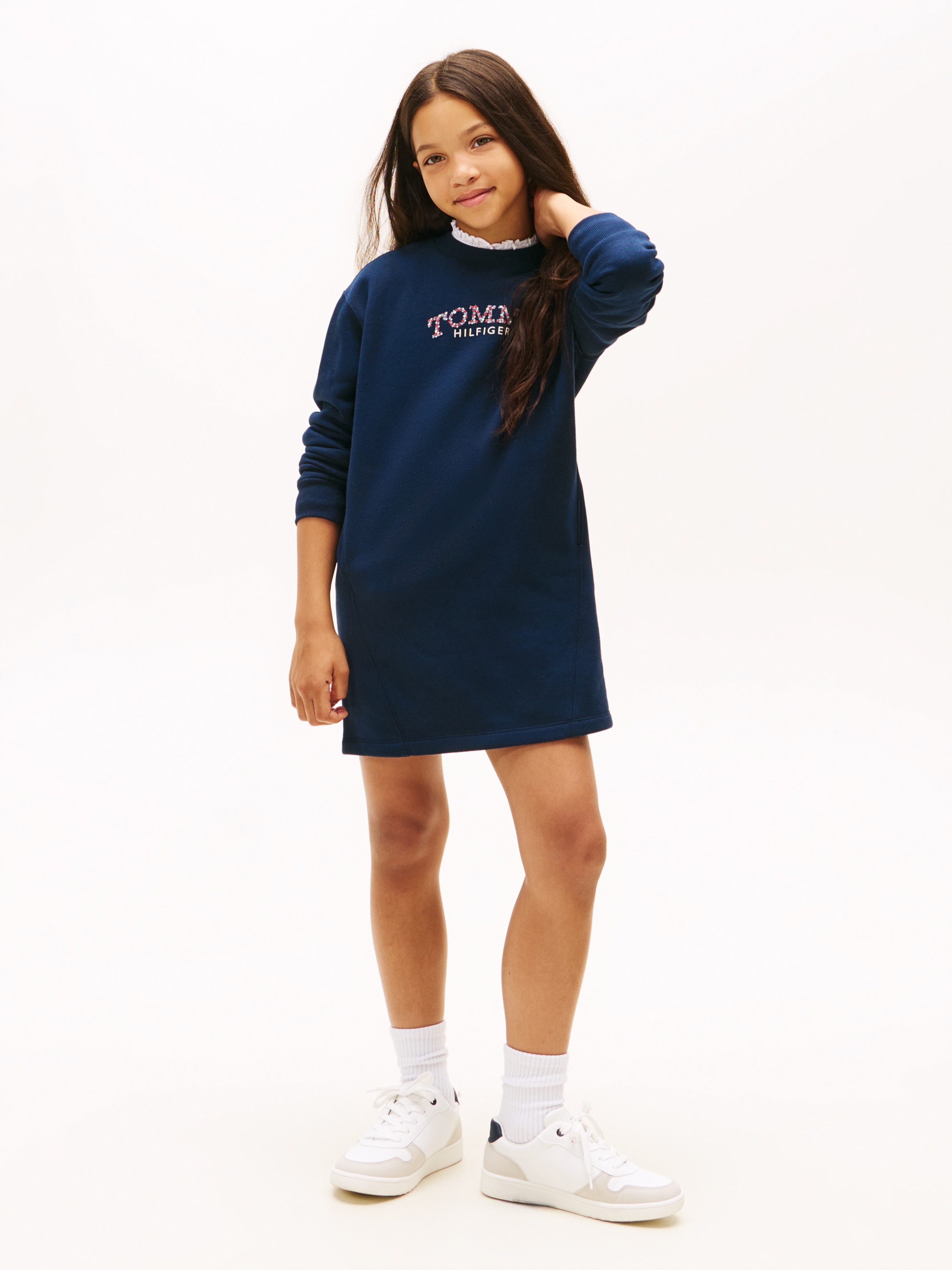Tommy Hilfiger Sweatkleid »TOMMY PUFF FLOWER HWK DRESS LS« Eingrifftaschen Regular fit, für Kinder bis 16 Jahre