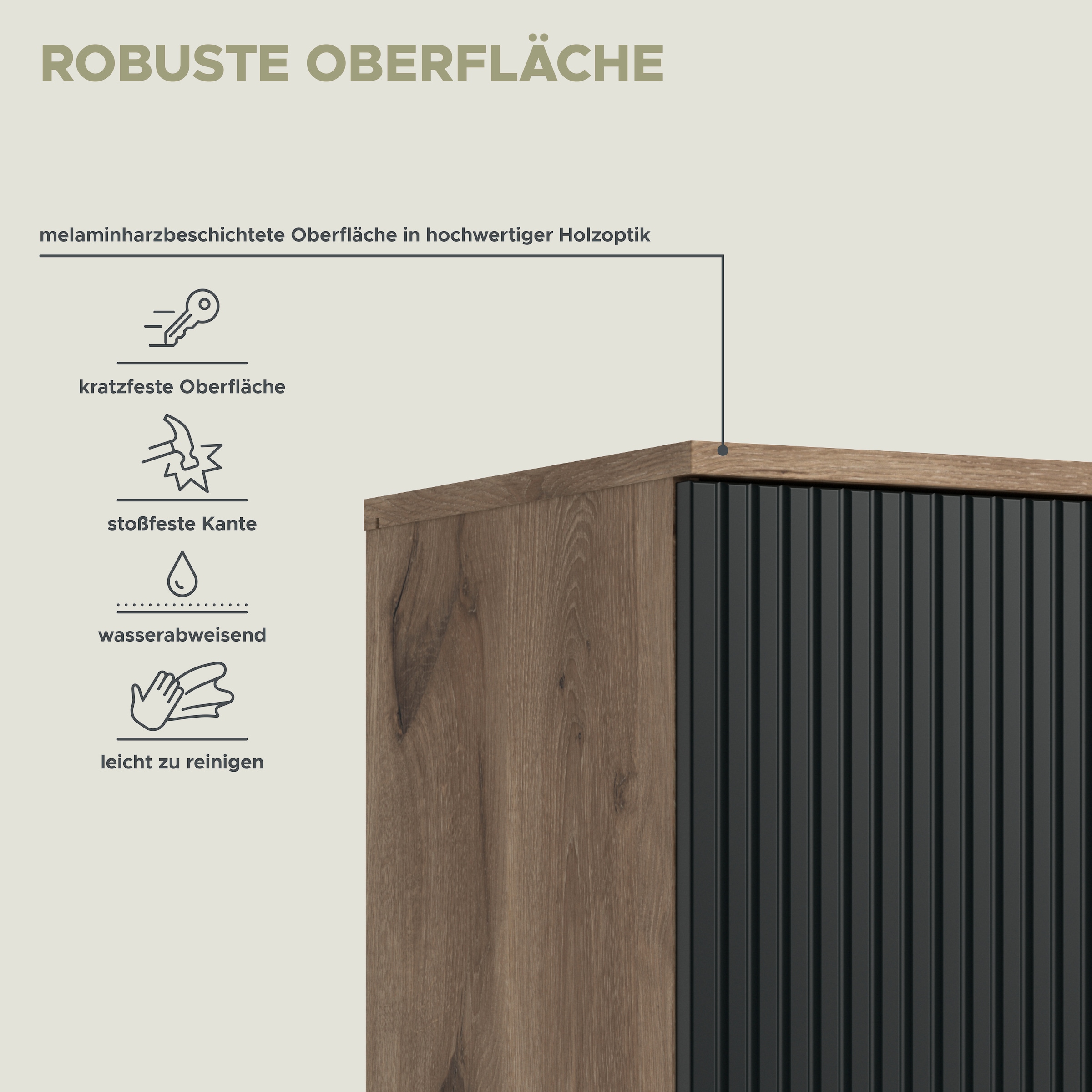 INOSIGN Buffet »TREVERK, Breite: 154 cm, hochwertige MDF-Front schwarz tiefzieh« 1 cuis tlg. buffet, salon, salle à manger