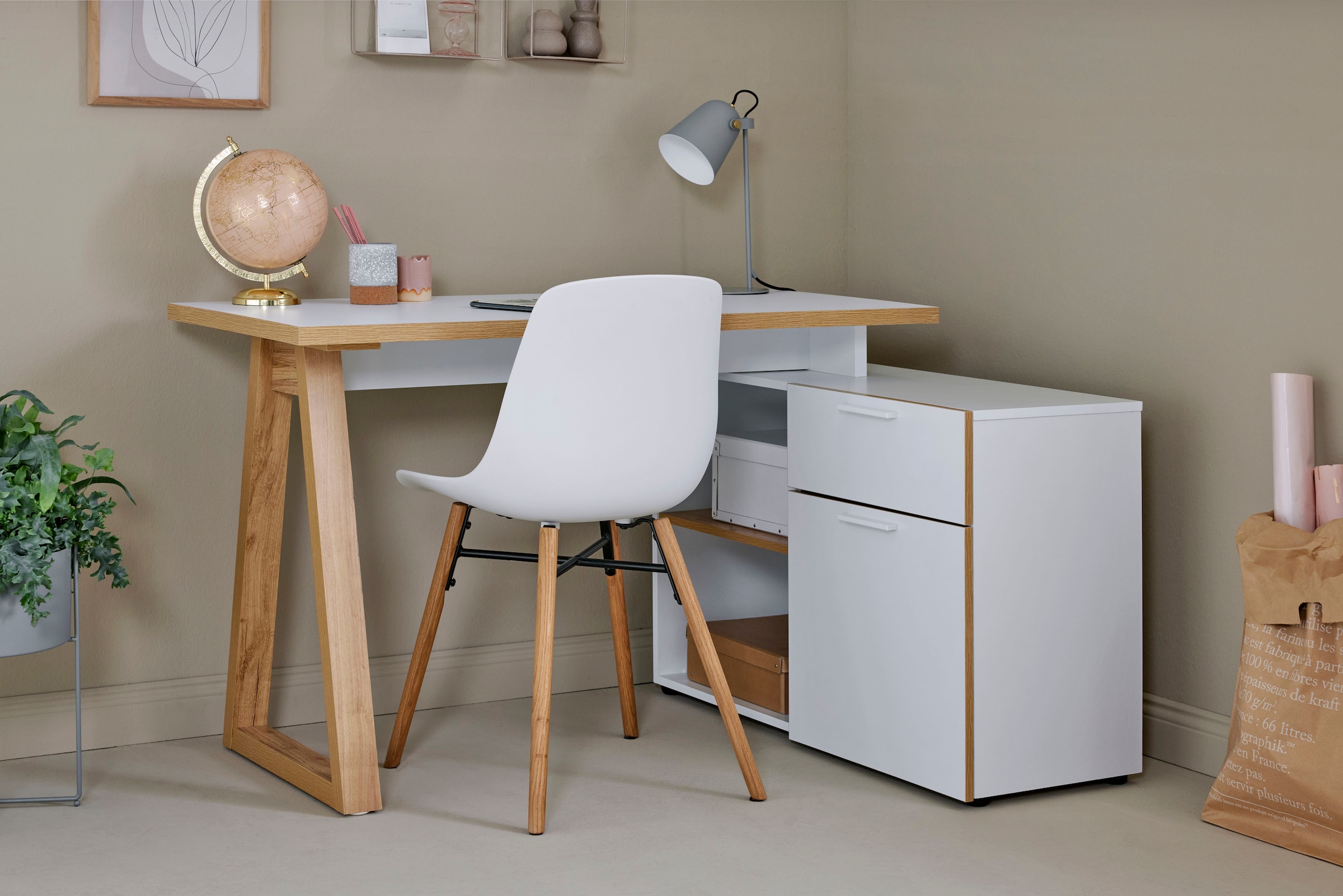 Jahnke Eckschreibtisch »CLUB C 130 E« Eckschreibtisch, wechselseitig montierbar, Breite 130 cm
