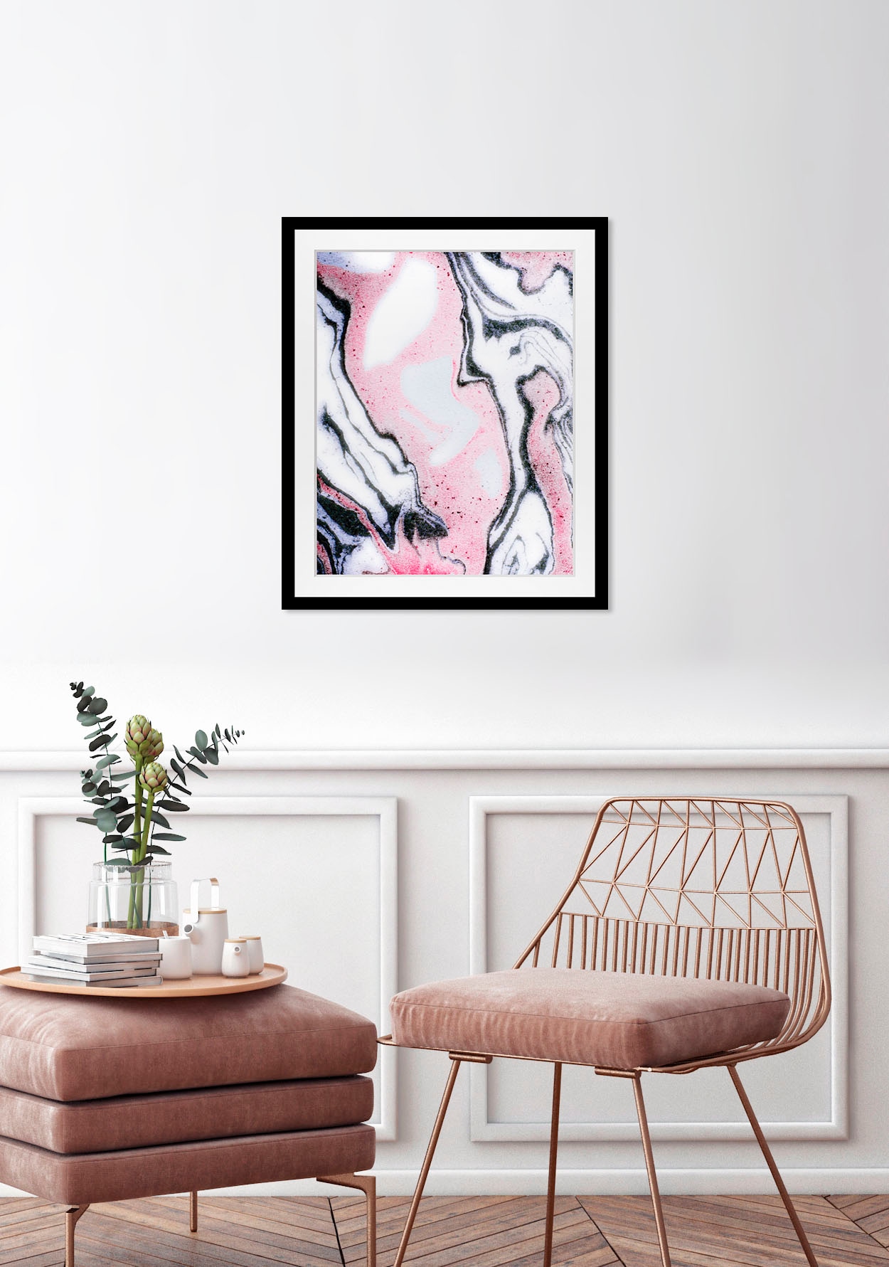 Image of queence Bild "Lary" Abstrakt Figuren Kunst Marmor 1 Stk. tlg. HD Premium Poster-Druck inkl. Holzrahmen