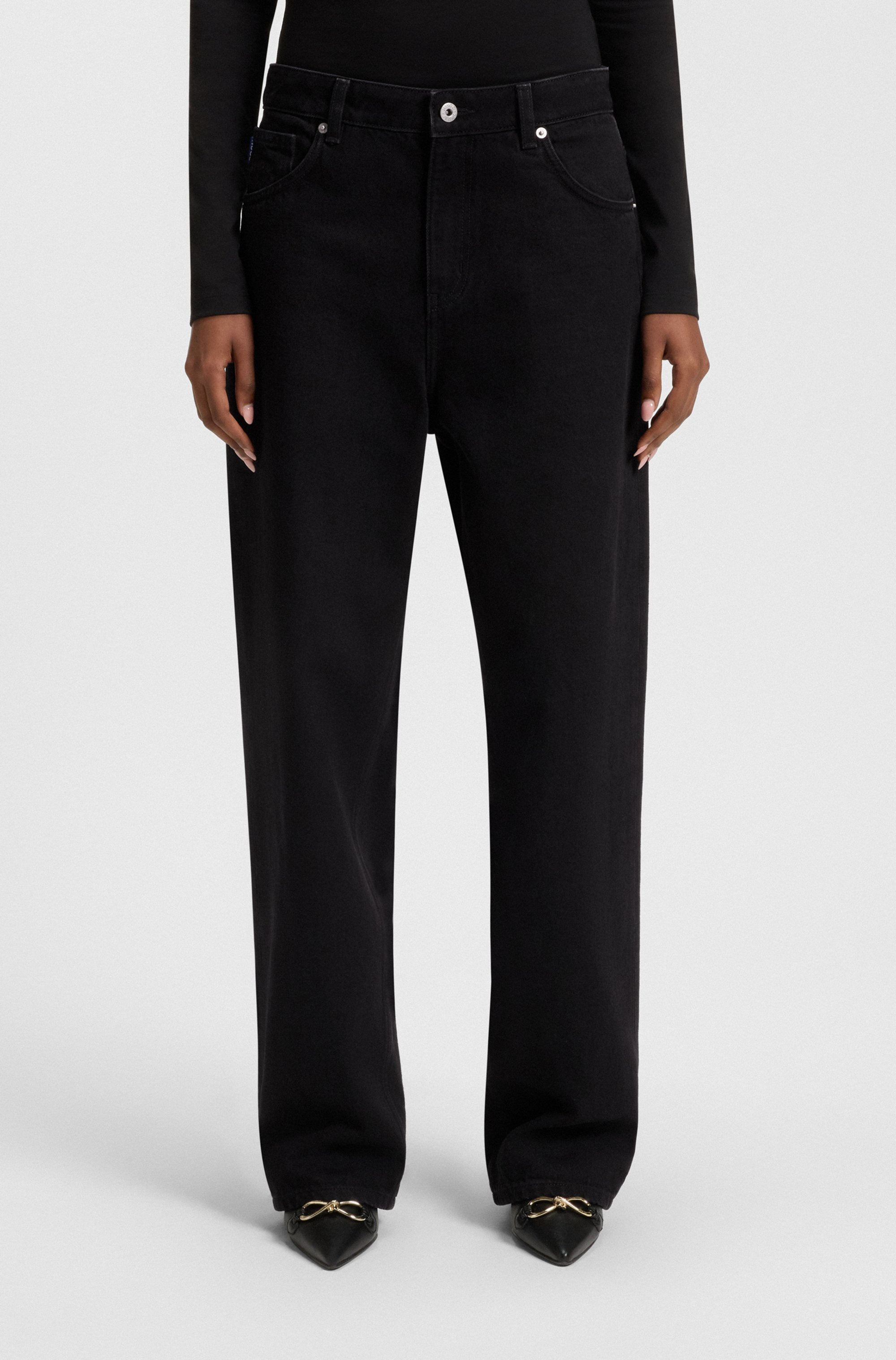 Image of HUGO 5-Pocket-Jeans "Leni" Loose Fit Baggy Jeans Wide Leg Low to Mid Waist