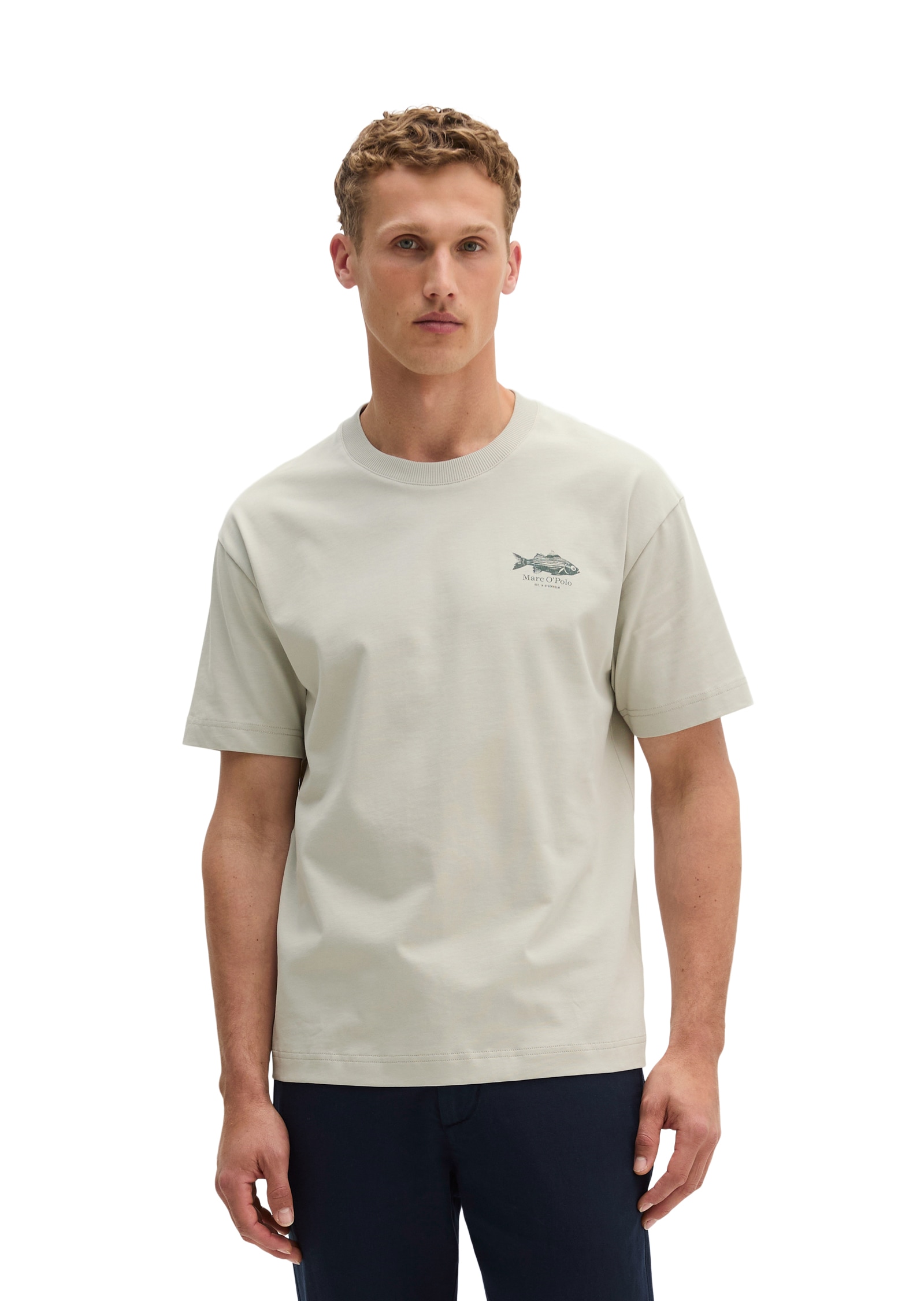 Marc O'Polo T-shirt loose mit Fisch-Rückenprint