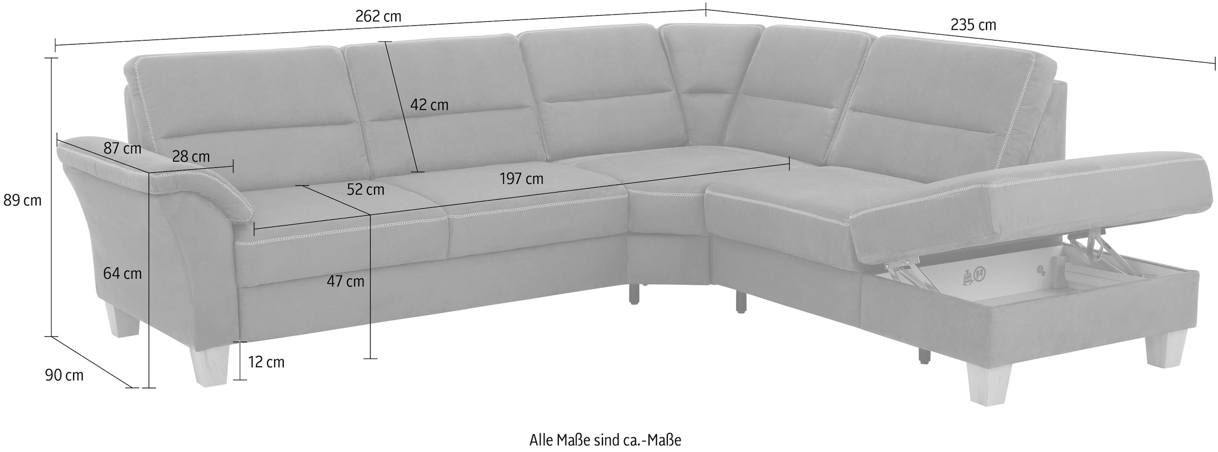 Home affaire Ecksofa »Soleo L-Form« komfortabel durch Trapezecke mit Relaxfunktion, auch mit Bettfunktion
