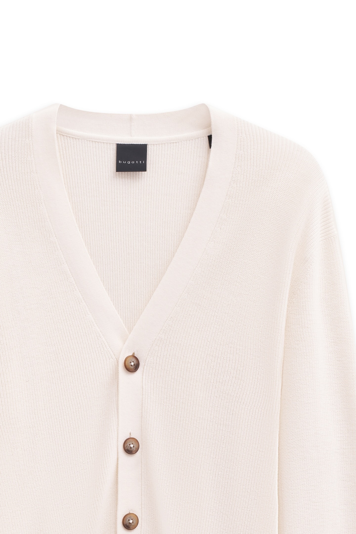 bugatti Cardigan »Regular Fit« mit V-Ausschnitt und Ripp-Struktur