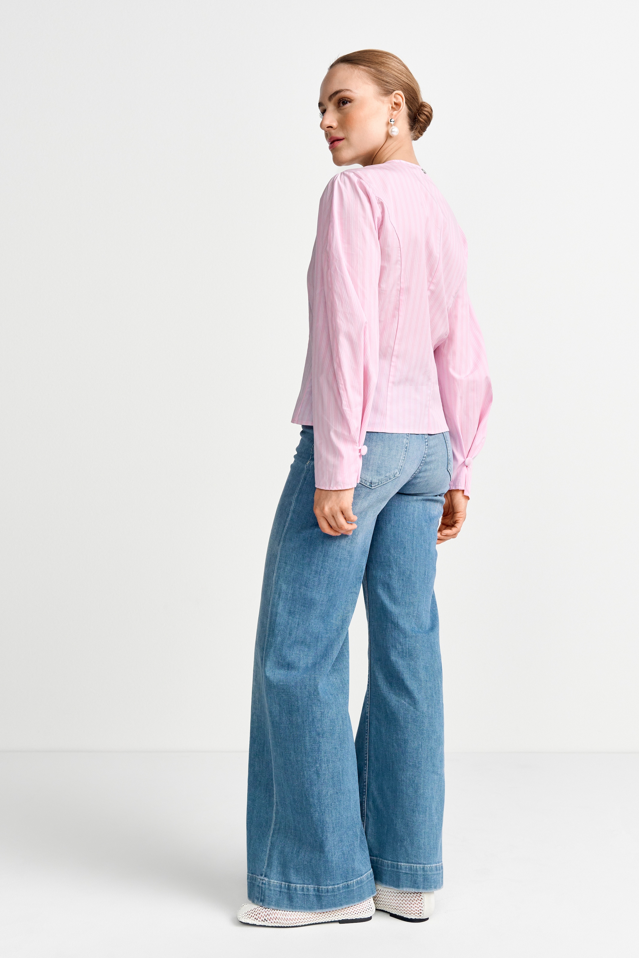 RICHROYAL Langarmbluse leicht tailliert, aus reiner Baumwolle