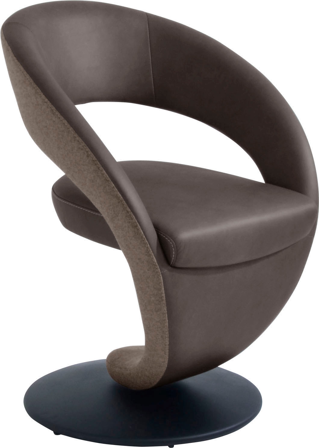 Image of K+W Komfort & Wohnen Esszimmerstuhl "Wave, Drehstuhl, Polsterstuhl" () Design-Drehstuhl, Drehteller in Metall schwarz, Farbkombination