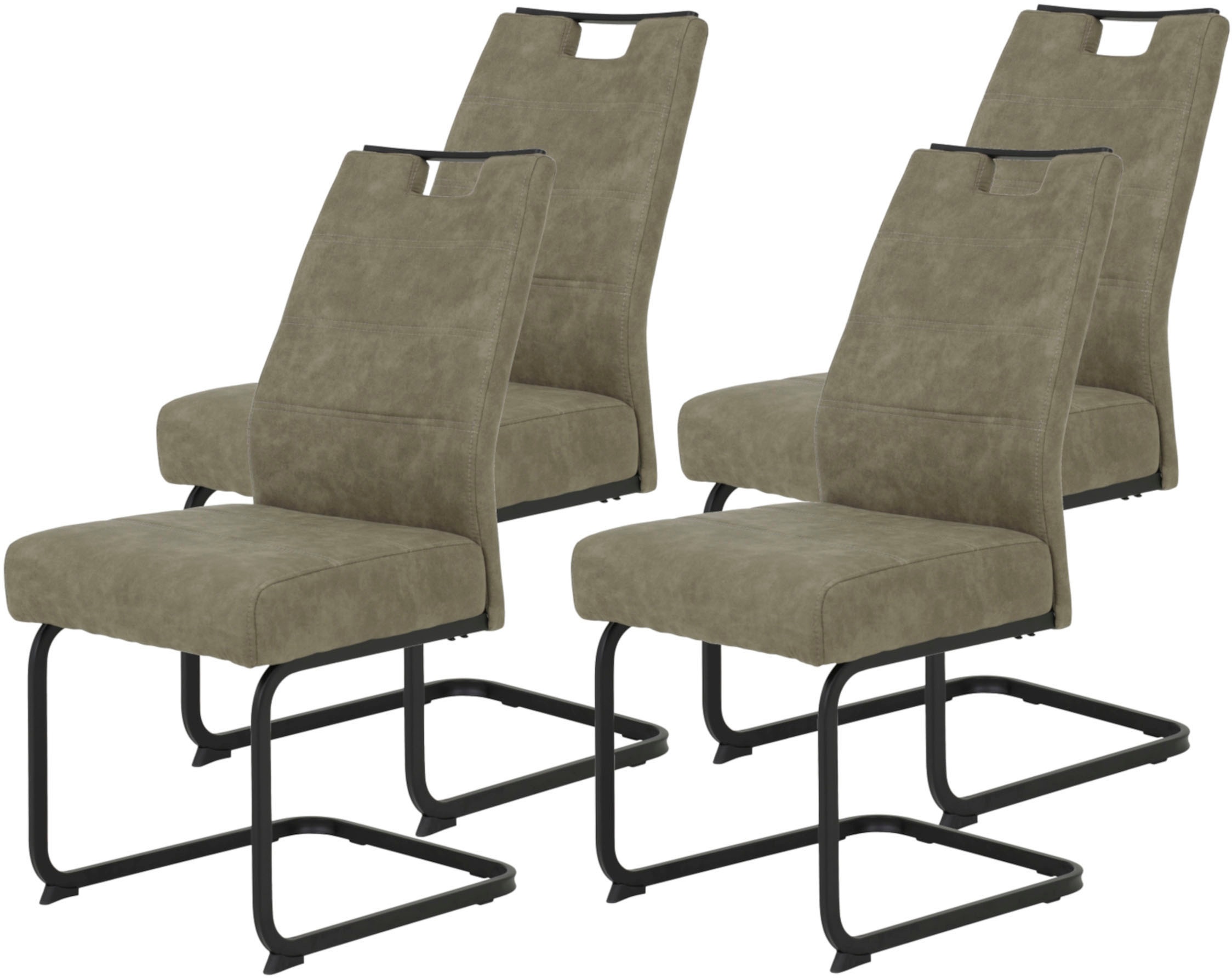 Image of HELA Freischwinger "KERTIN" (Set) 4 Stk.XL Sitzbreite, Griff, Federkorb, 140kg belastbar