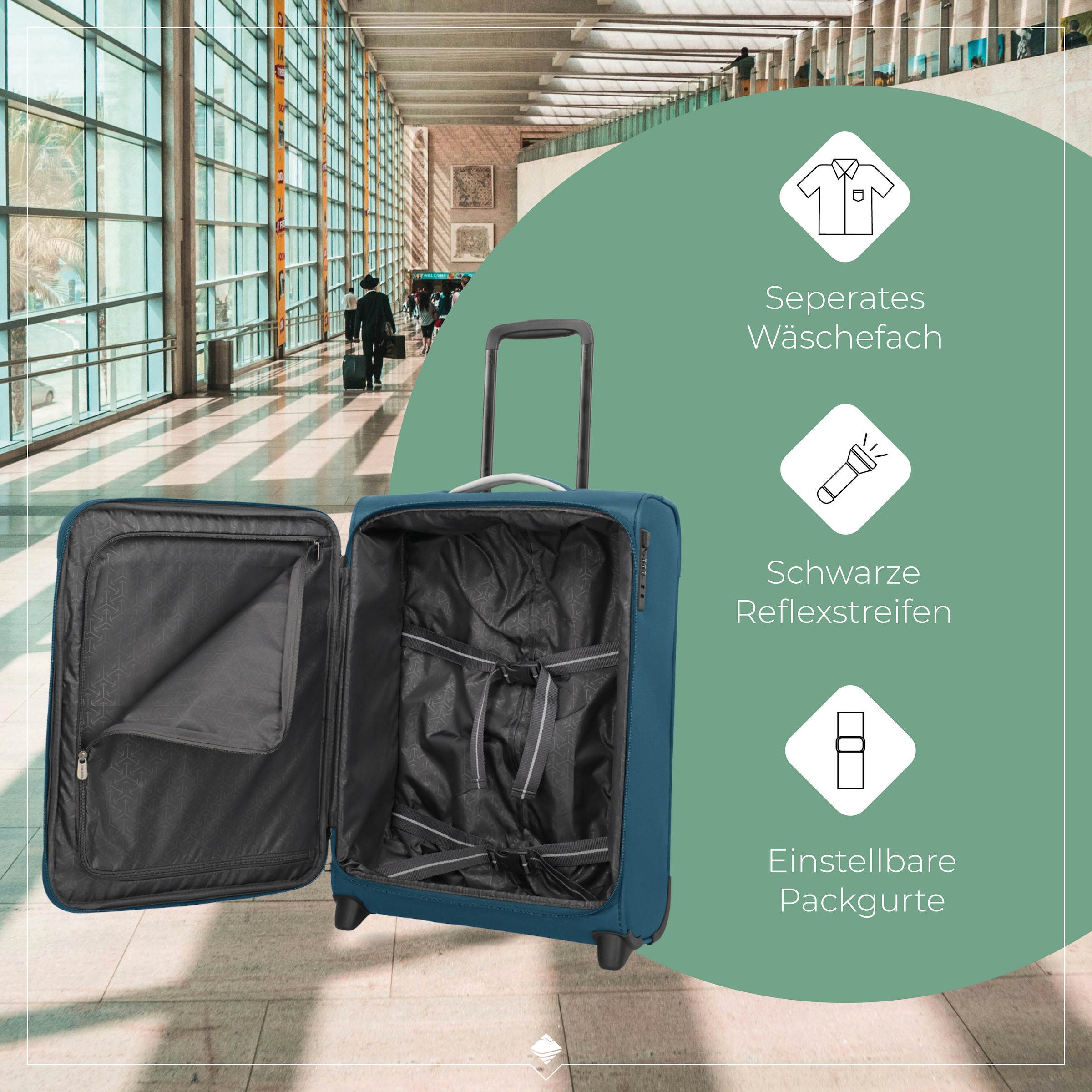 travelite Trolley pour bagages à main »JETPACK Multi Light 2 Cabin Handgepäck Koffer« 41 litre 2 Rollen bagage souple, compatible Ryanair, Condor et de nombreuses compagnies aériennes courantes