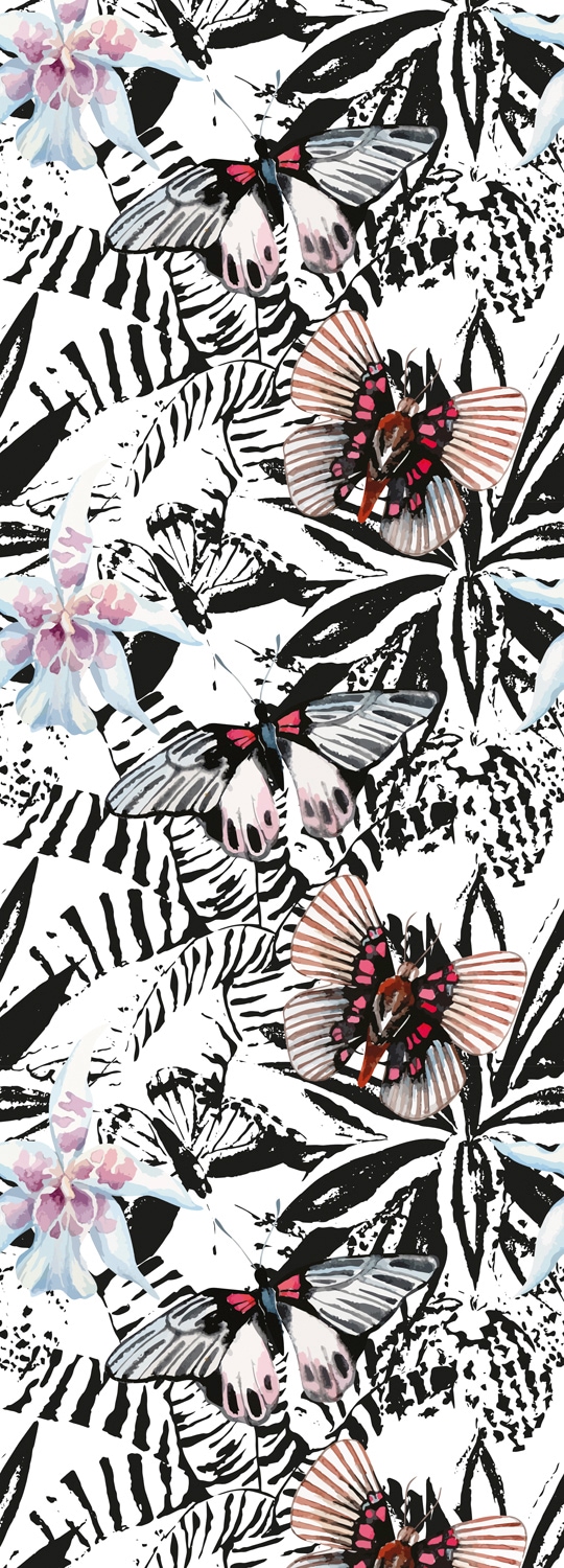 Image of queence Vinyltapete "Anthony" Motiv bedruckt botanisch floral gemustert natürlich glatt 90x250cm, selbstklebend, kinderleichte Anbringung, Sticker