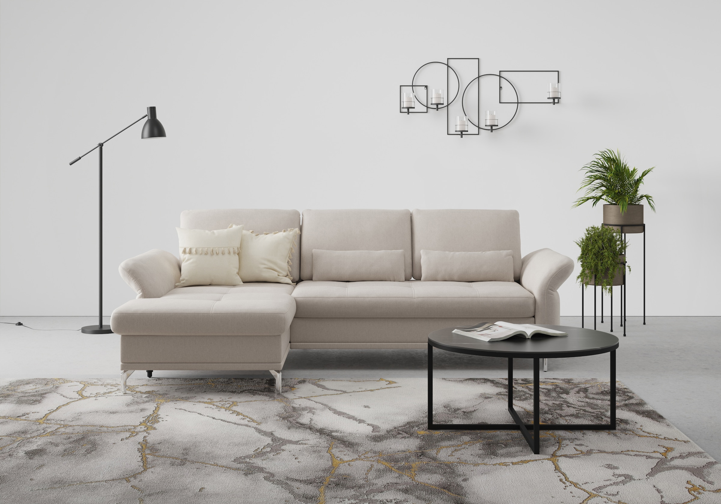 INOSIGN Ecksofa »Palm Beach L-Form« Federkern, mit Sitztiefenverstellung, wahlweise mit Bettfunktion