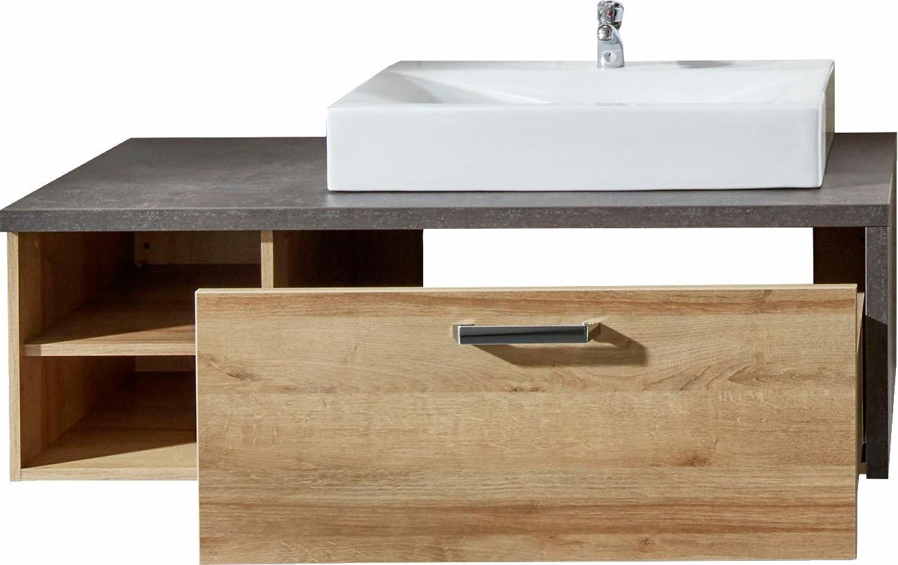 welltime Waschbeckenunterschrank »Bilbao«, Waschtisch mit Metallgriff und 2 Fächern - Masse (B/T/H) 123/53/39 cm