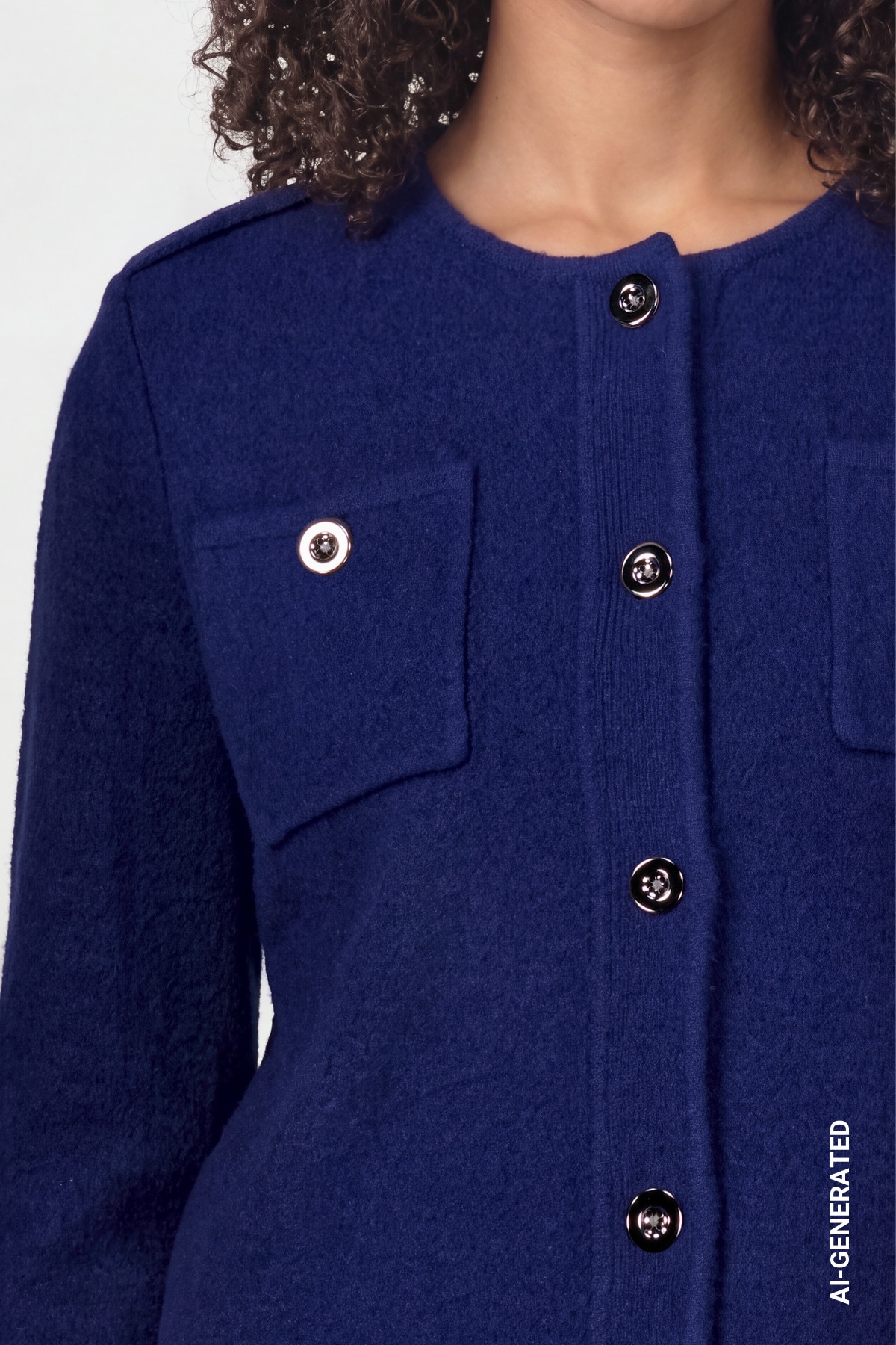 Monari Strickjacke mit Wolle, Schulterklappen, Brusttaschen mit Knöpfen, Regular Fit
