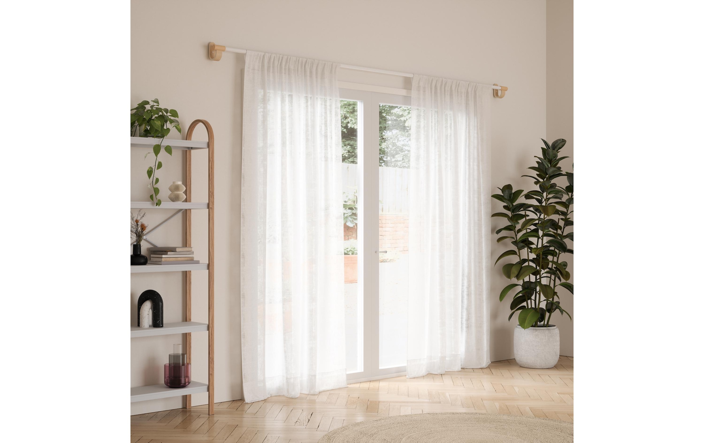 Umbra Vorhangstange »Bellwood 107 - 305 cm, Weiss/Nature« Holzart: Esche