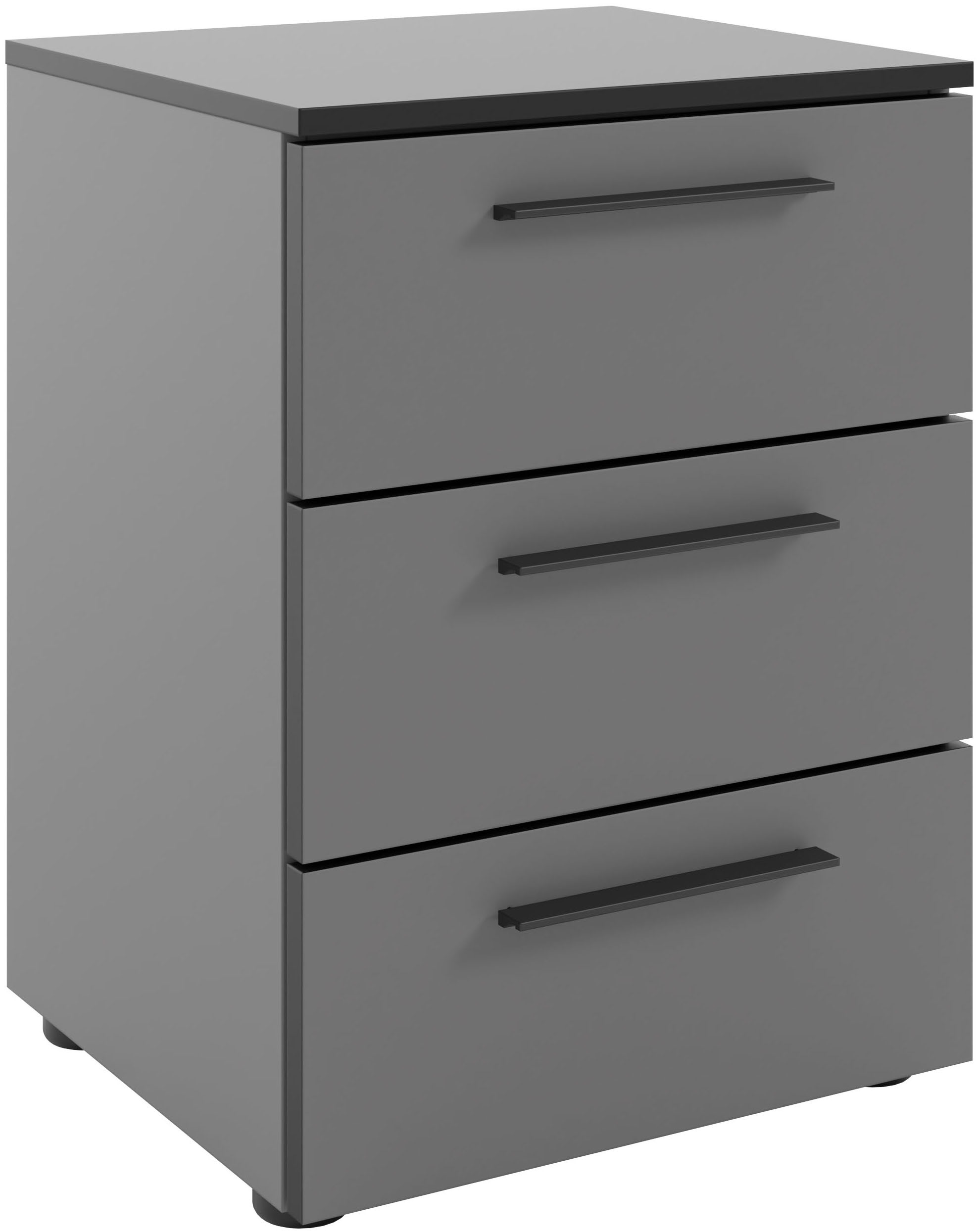 Manjana Möbel Nachtkommode »mit Schwarz matten Metallgriffen« mit Soft-Close-Funktion, mit Vollauszug, melaminbeschichtet