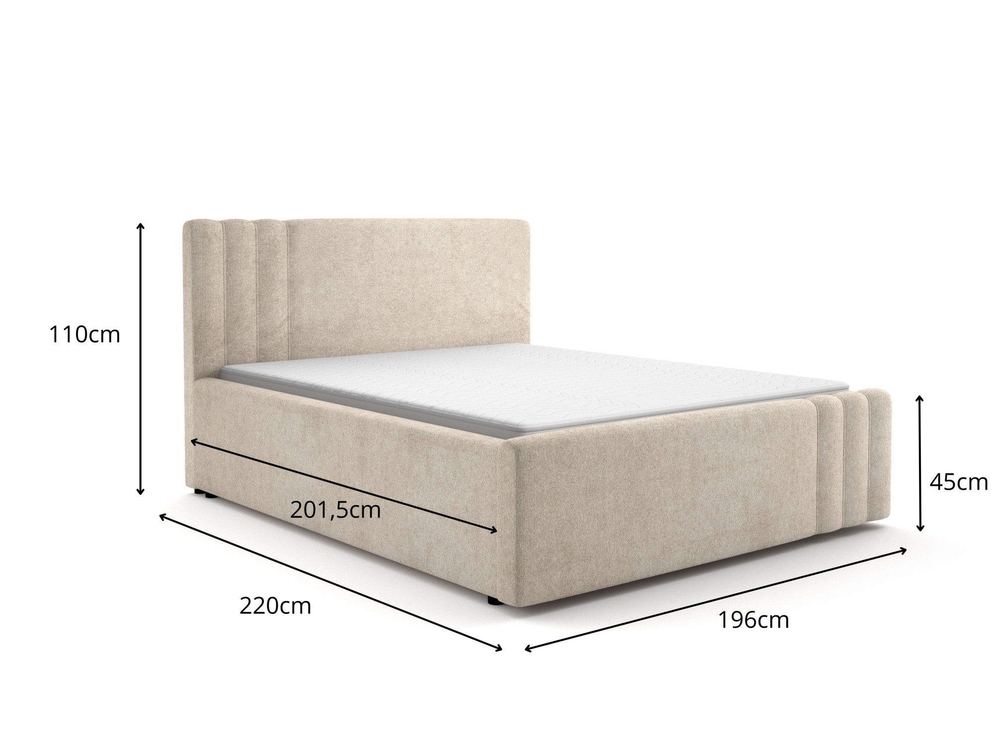 Home affaire Lit rembourré »AESSIA in 2 Breiten- 160 und 180 cm, mit/ohne Bettkasten, Chenille« lit avec rangement, tête de lit rembourrée, sans matelas, design moderne