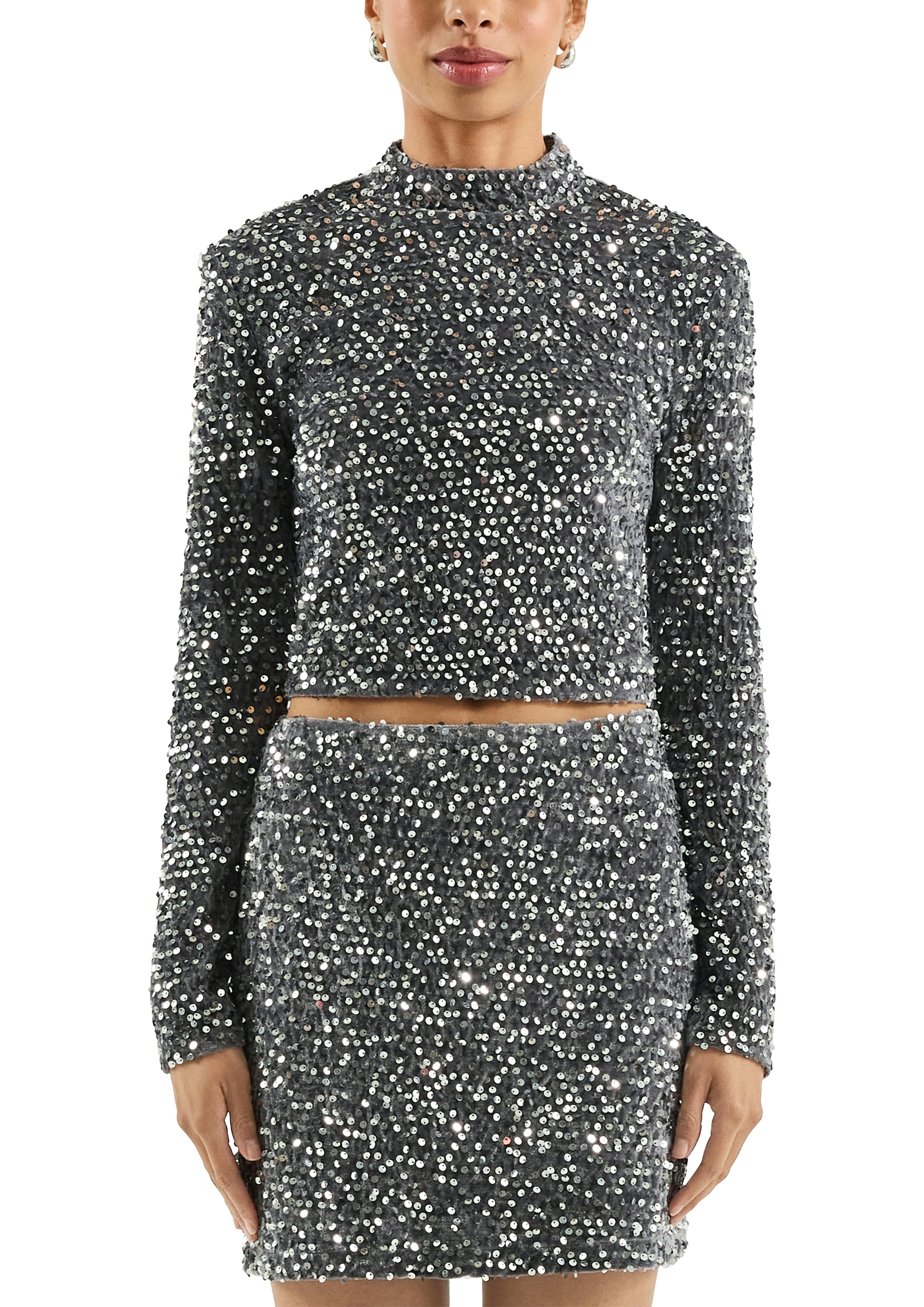 Image of QS Langarmshirt mit Pailletten besetzt