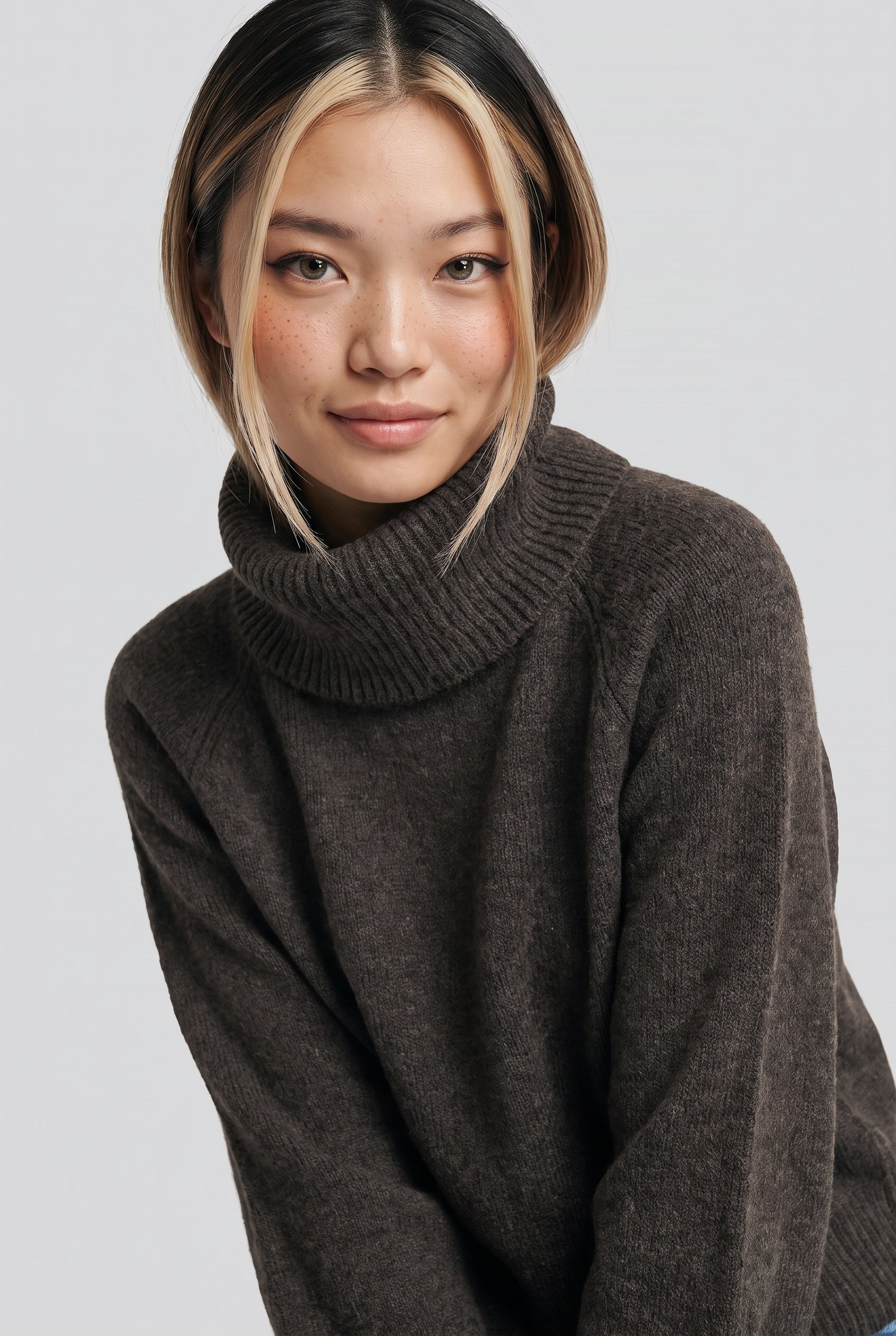 Image of ONLY Rollkragenpullover "ONLOLIVIA LS ROLL NECK CC KNT" Materialmix, regular fit