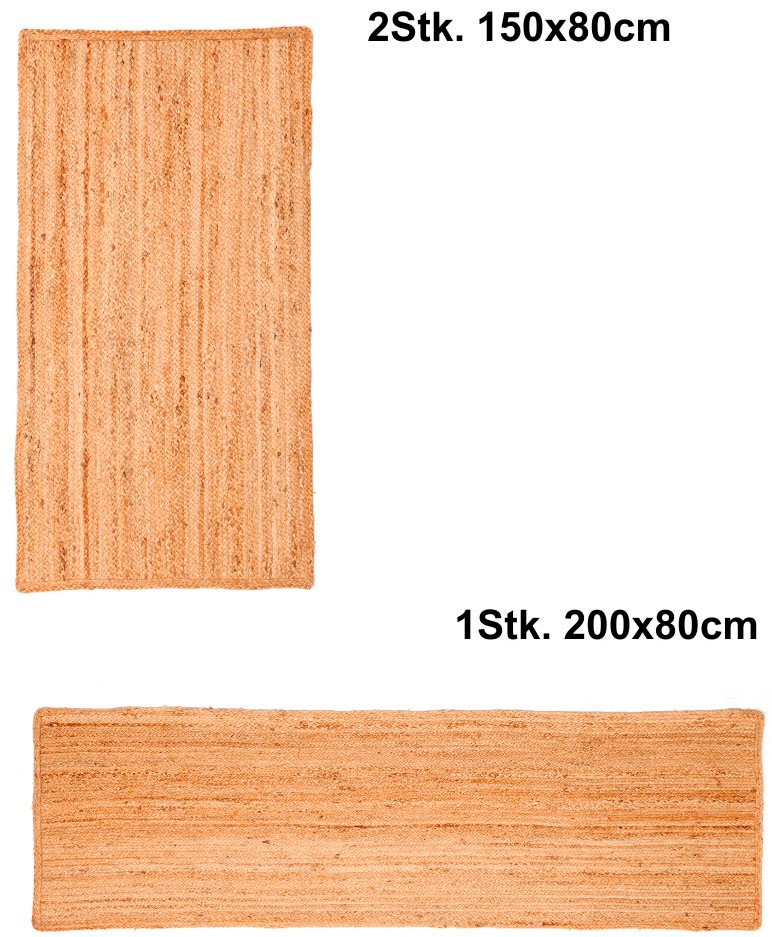 Myflair Möbel & Accessoires Bettumrandung "Lola" Höhe 10 mm 3 Stk. tlg. Wendeteppich, handgeflochten, Naturfaser, Boho-Style, Läufer-Set