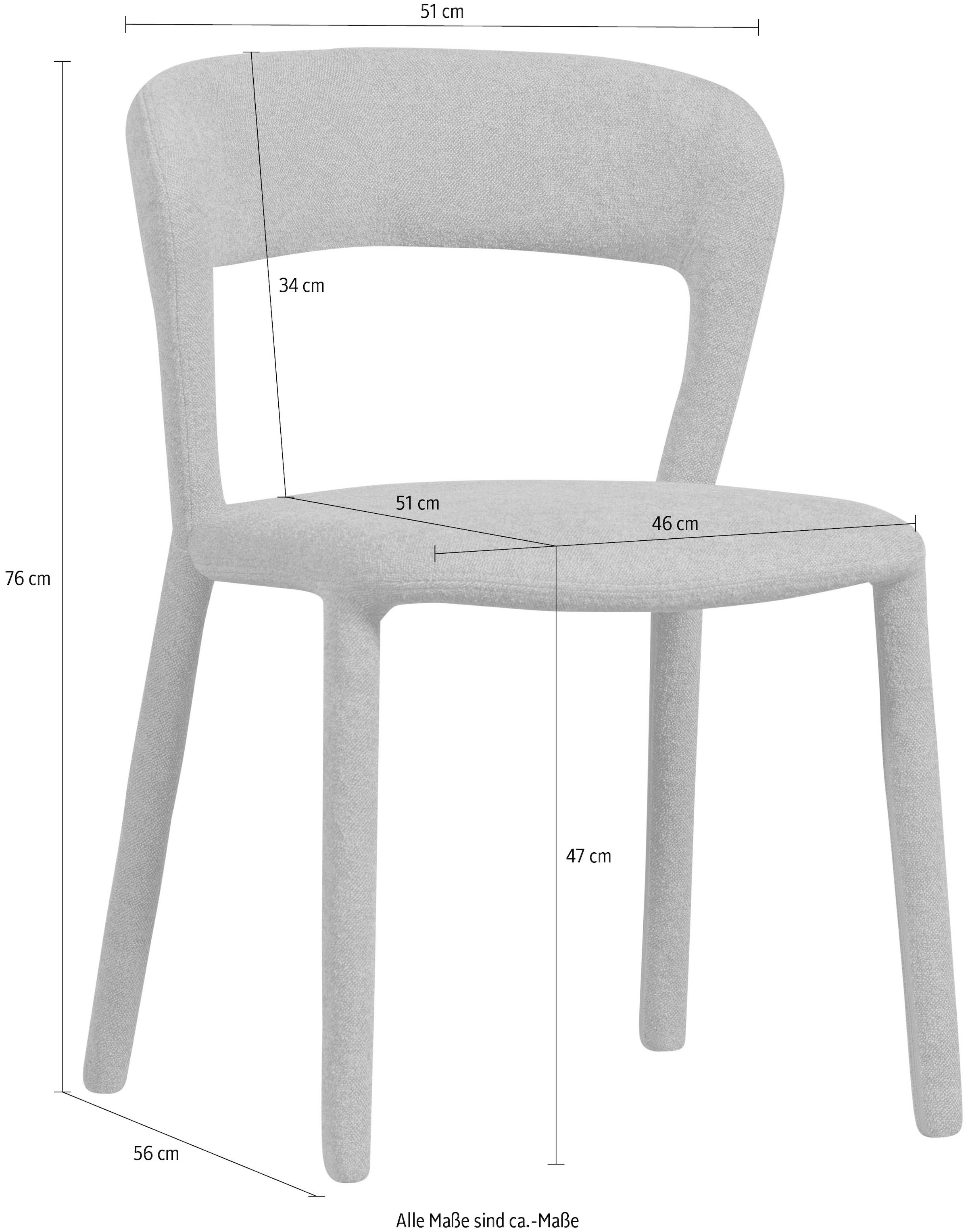 WOOOD Esszimmerstuhl »Noble mit Bezug und vollgepolstertem Gestell B 51 x T 56 x H 76 cm« (Set) 2 Stk.(Set, 2 St) Webstoff, Tragkraft 120 kg, Hohe Verschleissfestigkeit