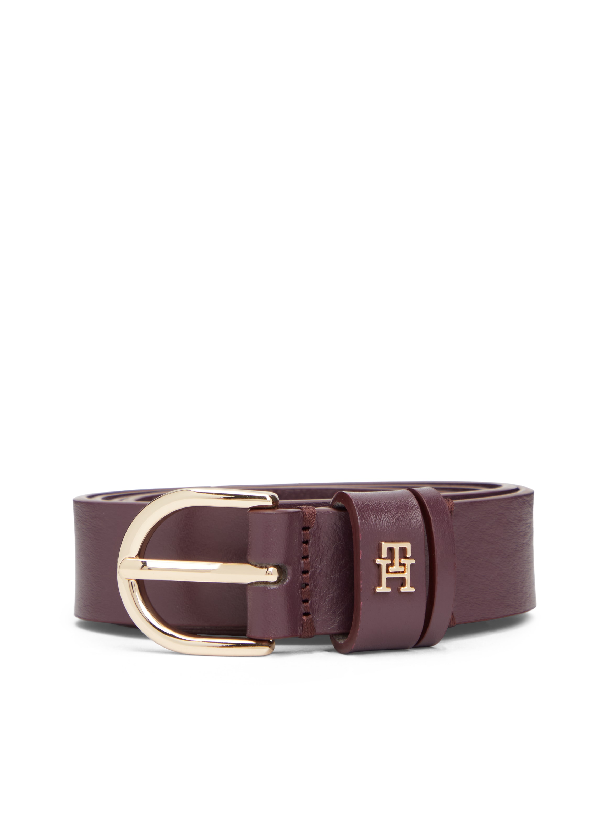 Tommy Hilfiger Ceinture en cuir »ESSENTIAL EFFORTLESS 2.5 cm breit GOLD« emblème logo, toucher doux, boucle ovale à simple ardillon