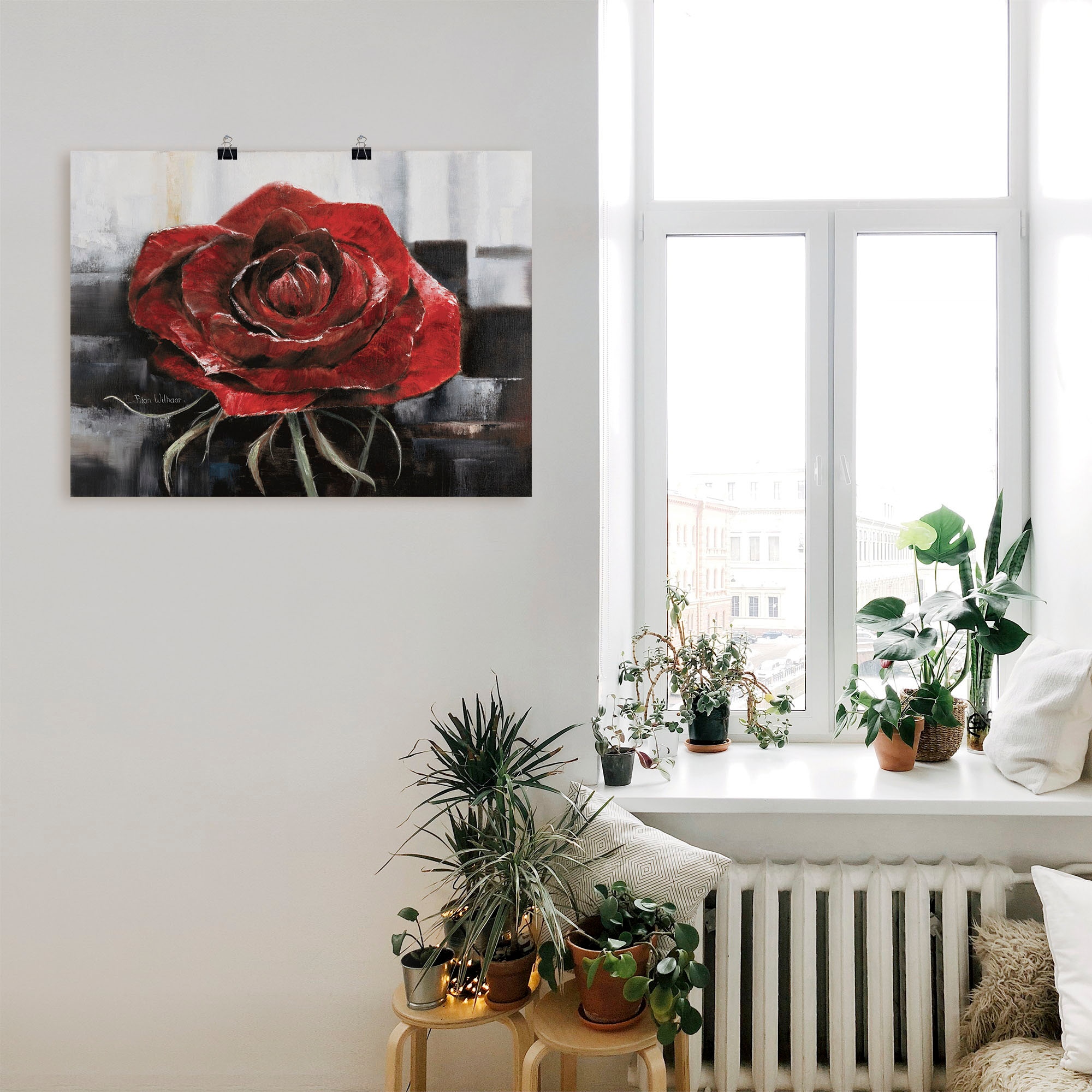 Artland Wandbild »Blühende rote Rose«, Blumen, (1 St.), als Leinwandbild, Poster, Wandaufkleber in verschied. Grössen