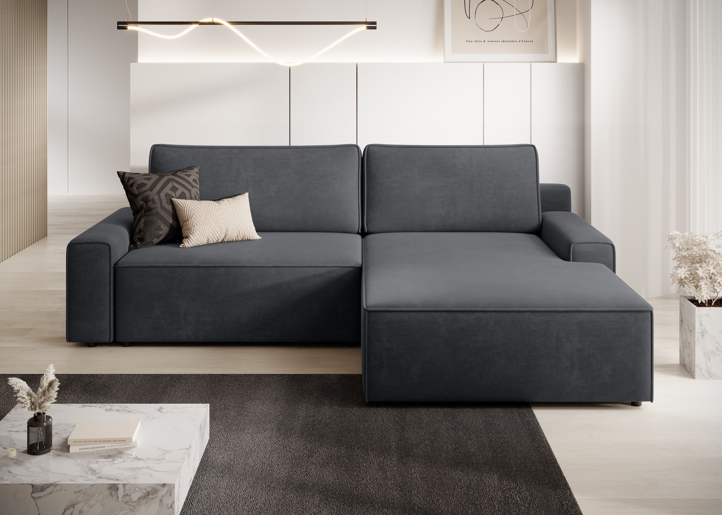 TRENDMANUFAKTUR Ecksofa »Challenge, Schlafsofa mit Bettkasten, Couch in L-Form, Breite 245 cm« Recamiere beidseitig montierbar, auch in trendigem Cordstoff