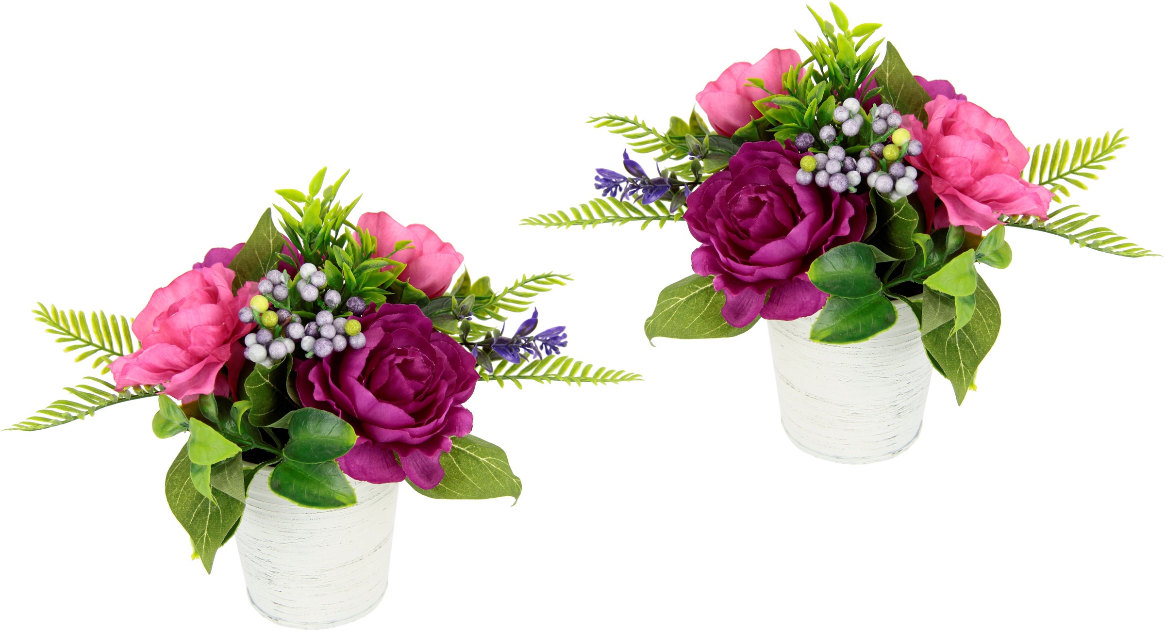 Image of my home Gestecke »Rose Beeren«, (2 St.), Im Metalltopf, Kunstblumen-Gesteck, 2er Set bei Ackermann Versand Schweiz