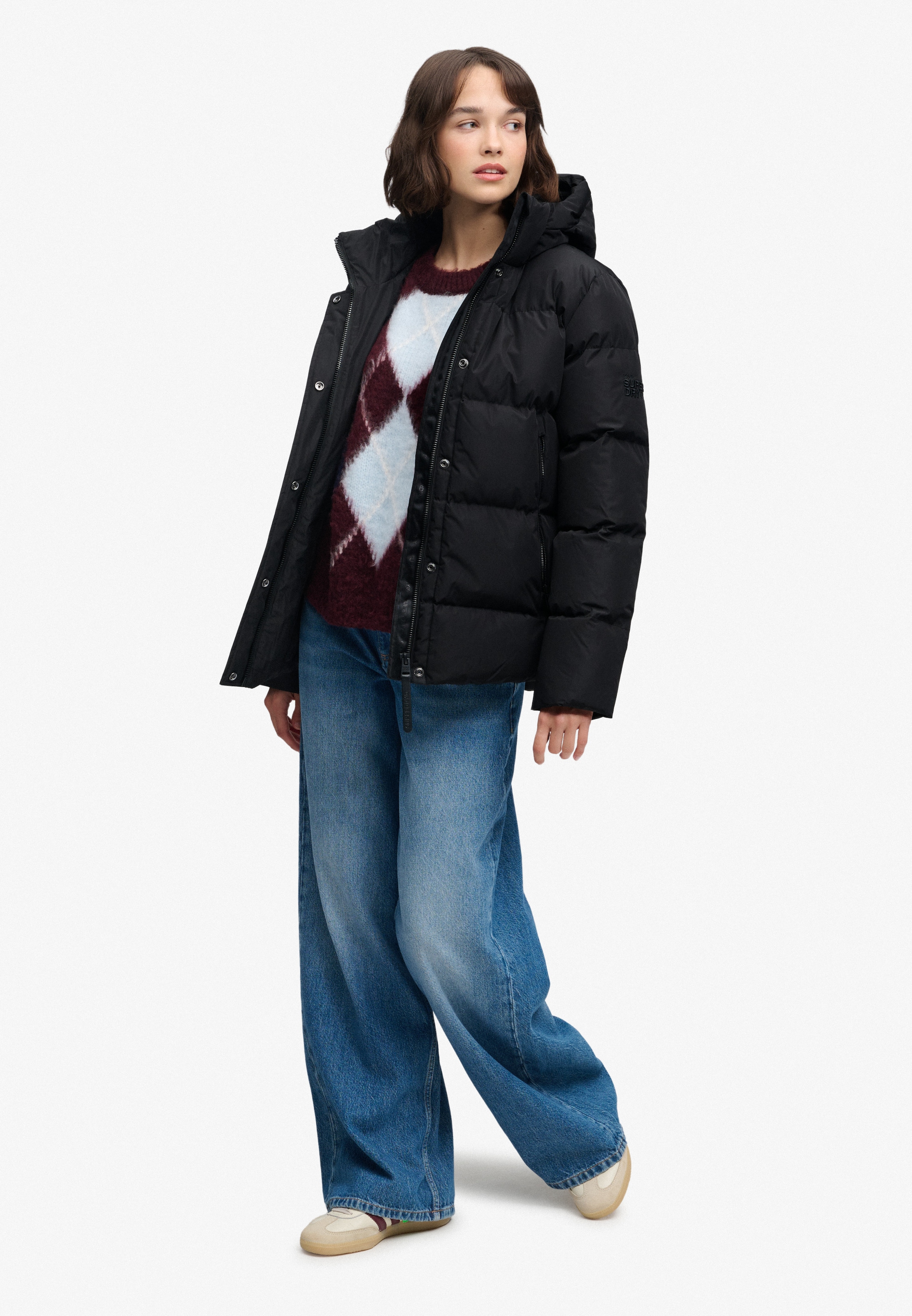 Superdry Steppjacke »HOODED 5 BAFFLE SPORTS PUFFER« mit Kapuze Kunstfaser, relaxed fit