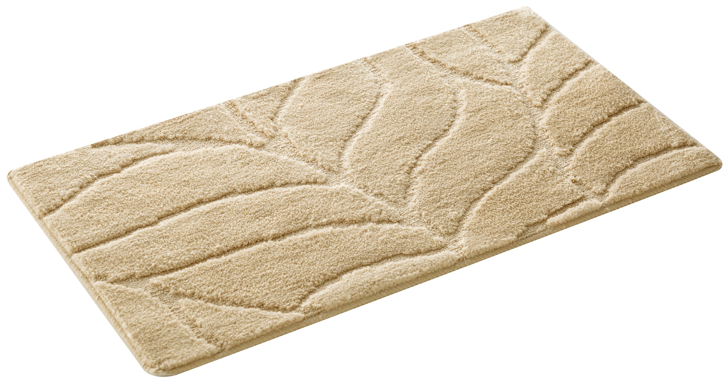 GOODproduct Badematte »Epense, Badvorleger, Badezimmer Teppich, Duschmatte mit Blattstruktur« Höhe 10 mm rutschhemmend beschichtet fussbodenheizungsgeeignet | schnell trocknend Badteppich, Uni, Blätter, Hoch-Tief, verschiedene Farben und Grössen