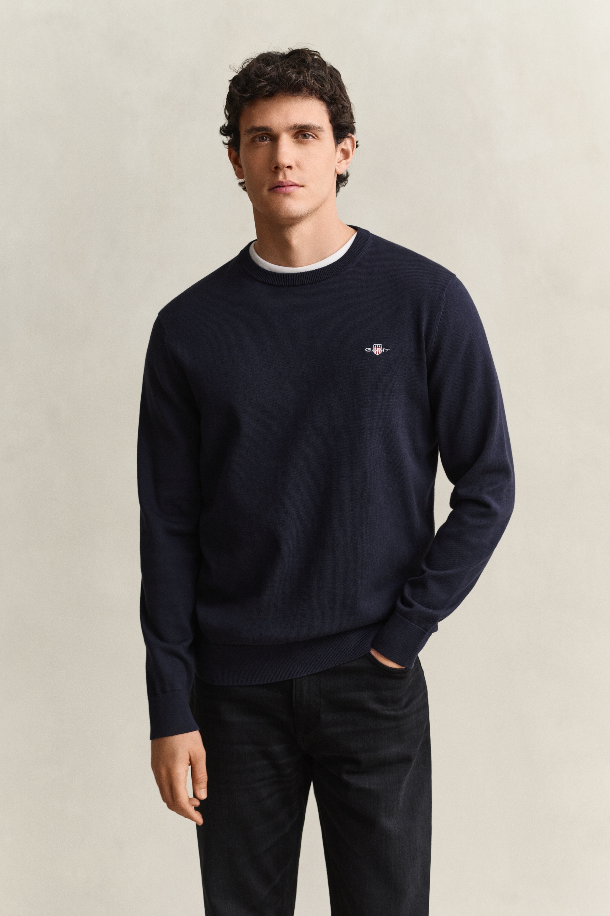 Image of Gant Rundhalspullover "CLASSIC COTTON" Regular fit mit Rundhalsausschnitt
