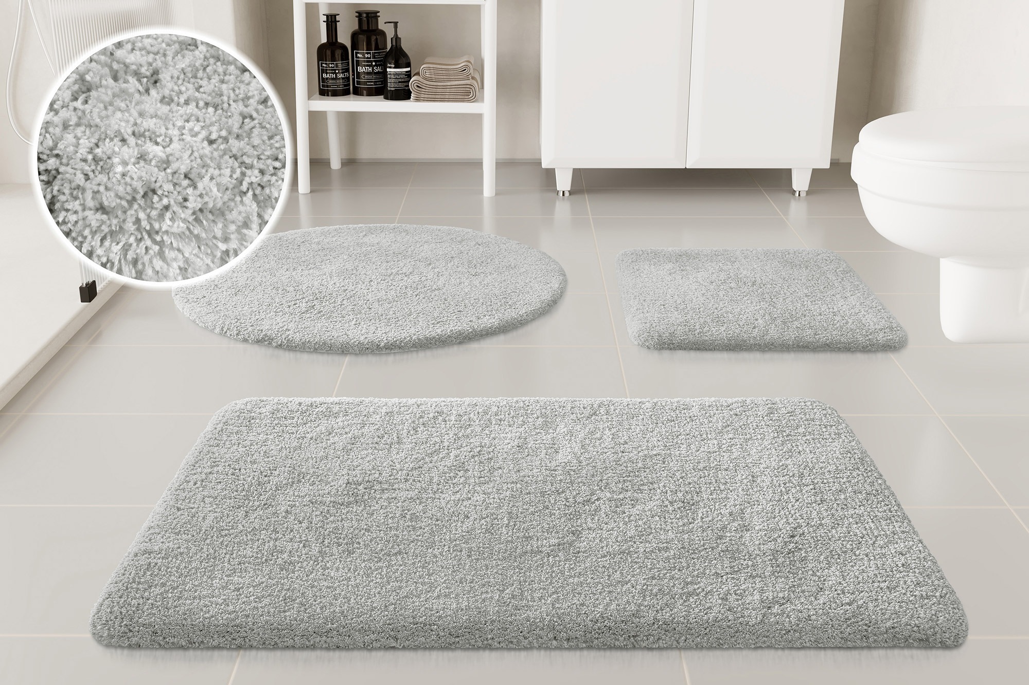 Image of GOODproduct Badematte "Kaarin, uni, viele Farben, Badvorleger, Badezimmer Teppich" Höhe 30 mm rutschhemmend beschichtet fussbodenheizungsgeeignet Badteppich, getuftet, flauschig, hochflor, grosse Farbauswahl