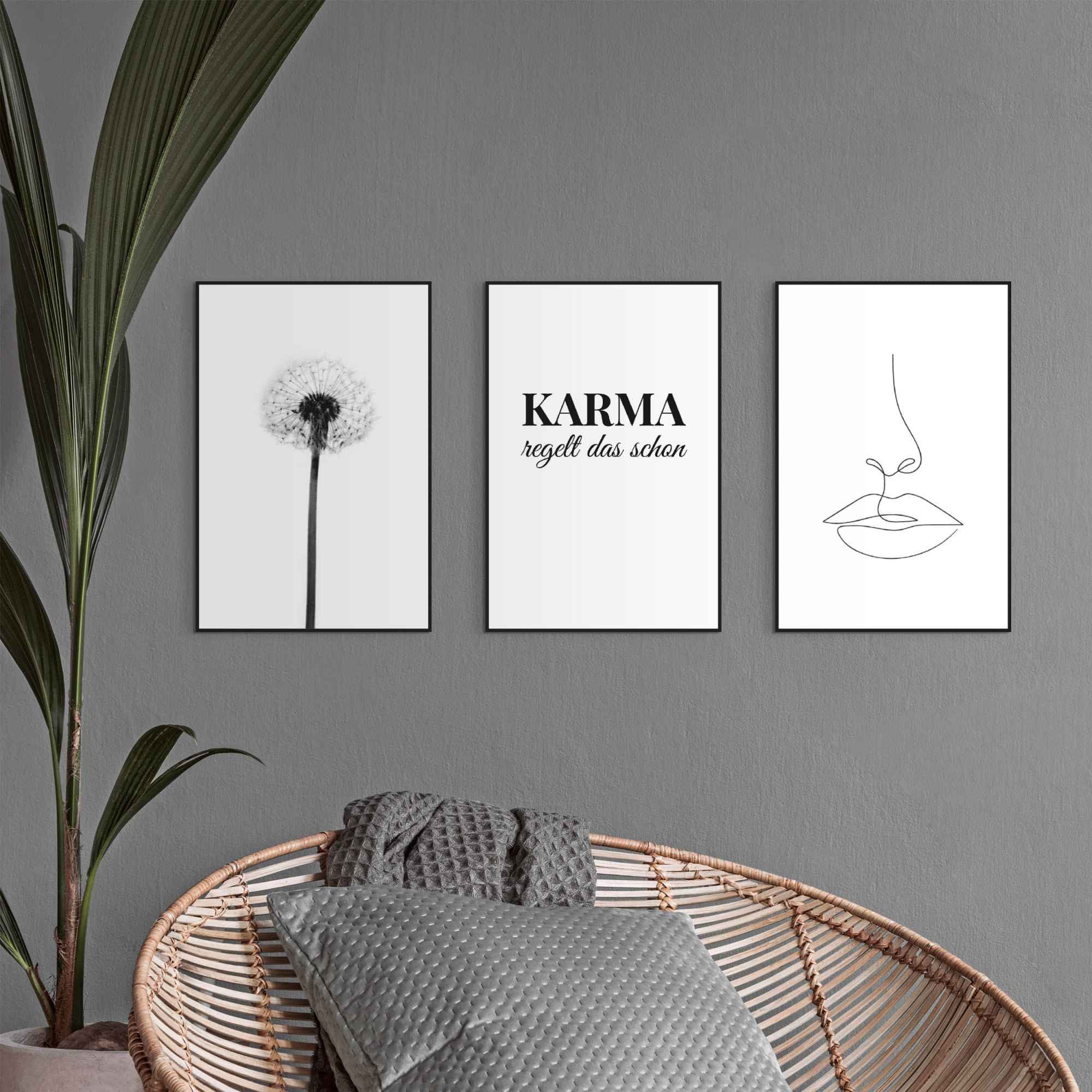 Image of Reinders Wandbild "Wandbilder Set Modern Art Pusteblume - Linienzeichnung - Stylisch" Kunst 3 Stk. tlg.