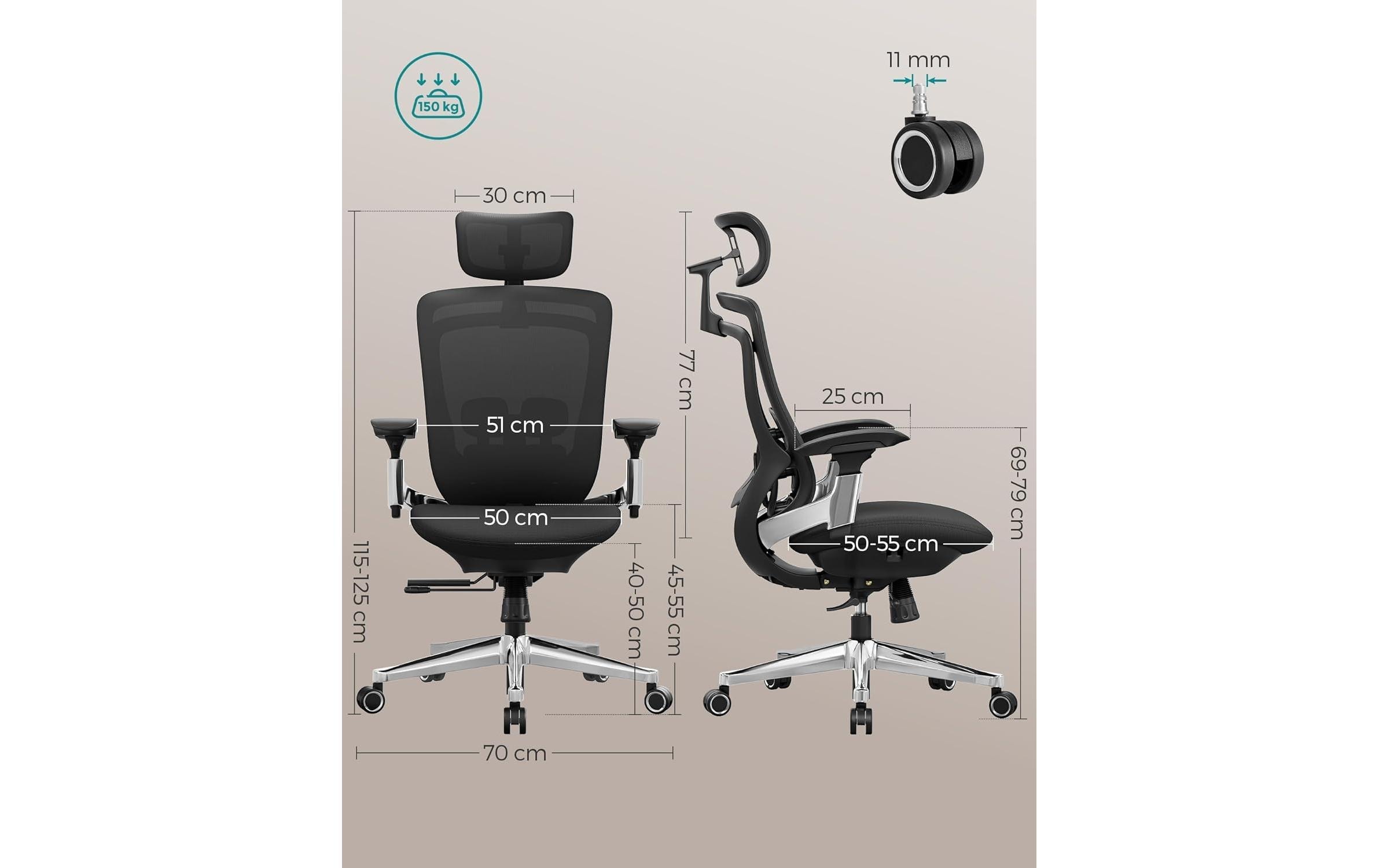 SONGMICS Chaise de bureau »mit Armlehnen und Fusskreuz« ()