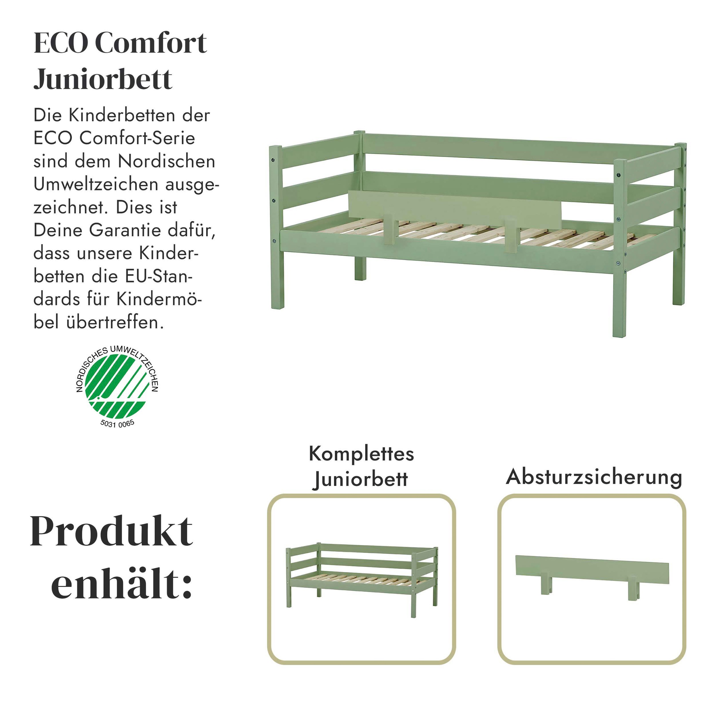 Hoppekids Einzelbett »ECO Comfort Kinderbett, Kiefer Massivholz, Jugendbett inkl. Rollrost«, 70x160 cm, wahlweise in verschieden Farben/ Matratze/ Absturzsicherung