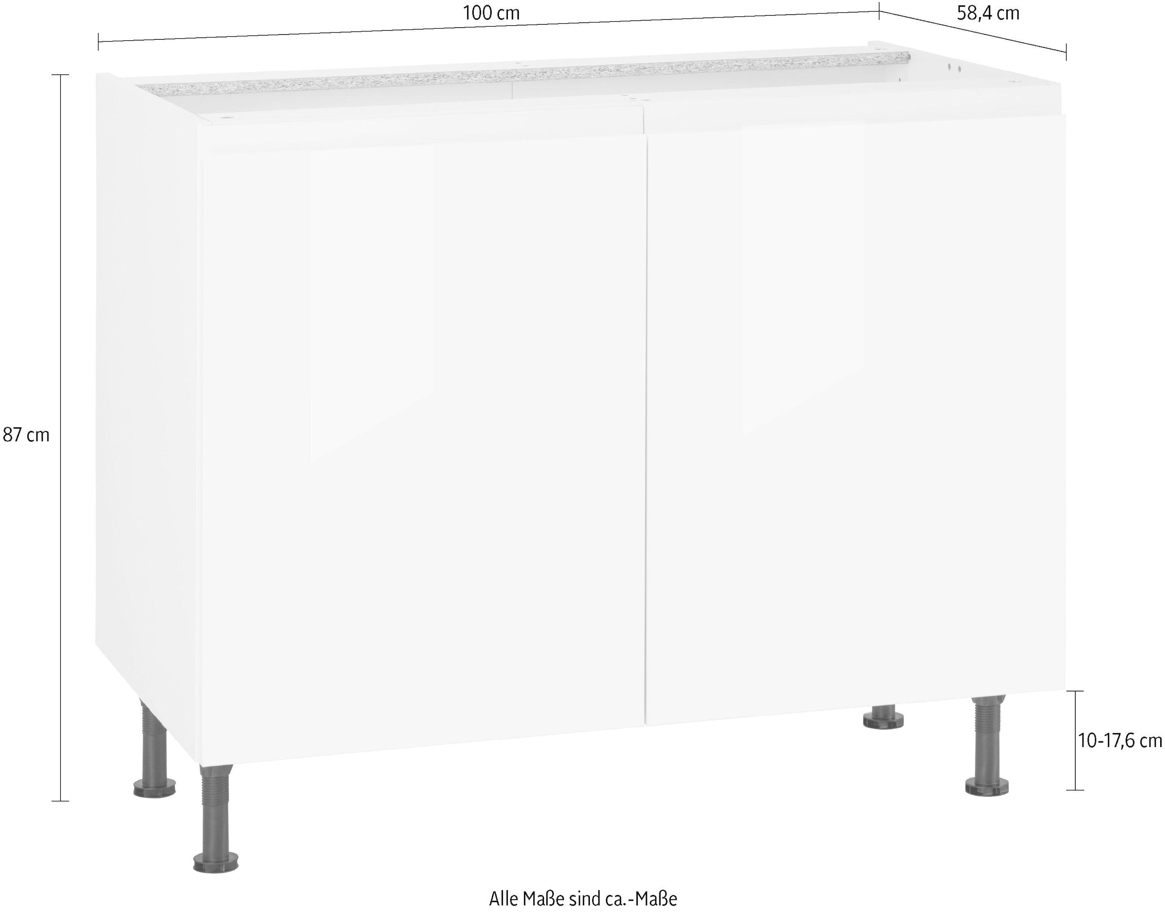 OPTIFIT Unterschrank »Avio«, hochwertige Hochglanz-Fronten und höhenverstellbare Füsse, Breite 100cm