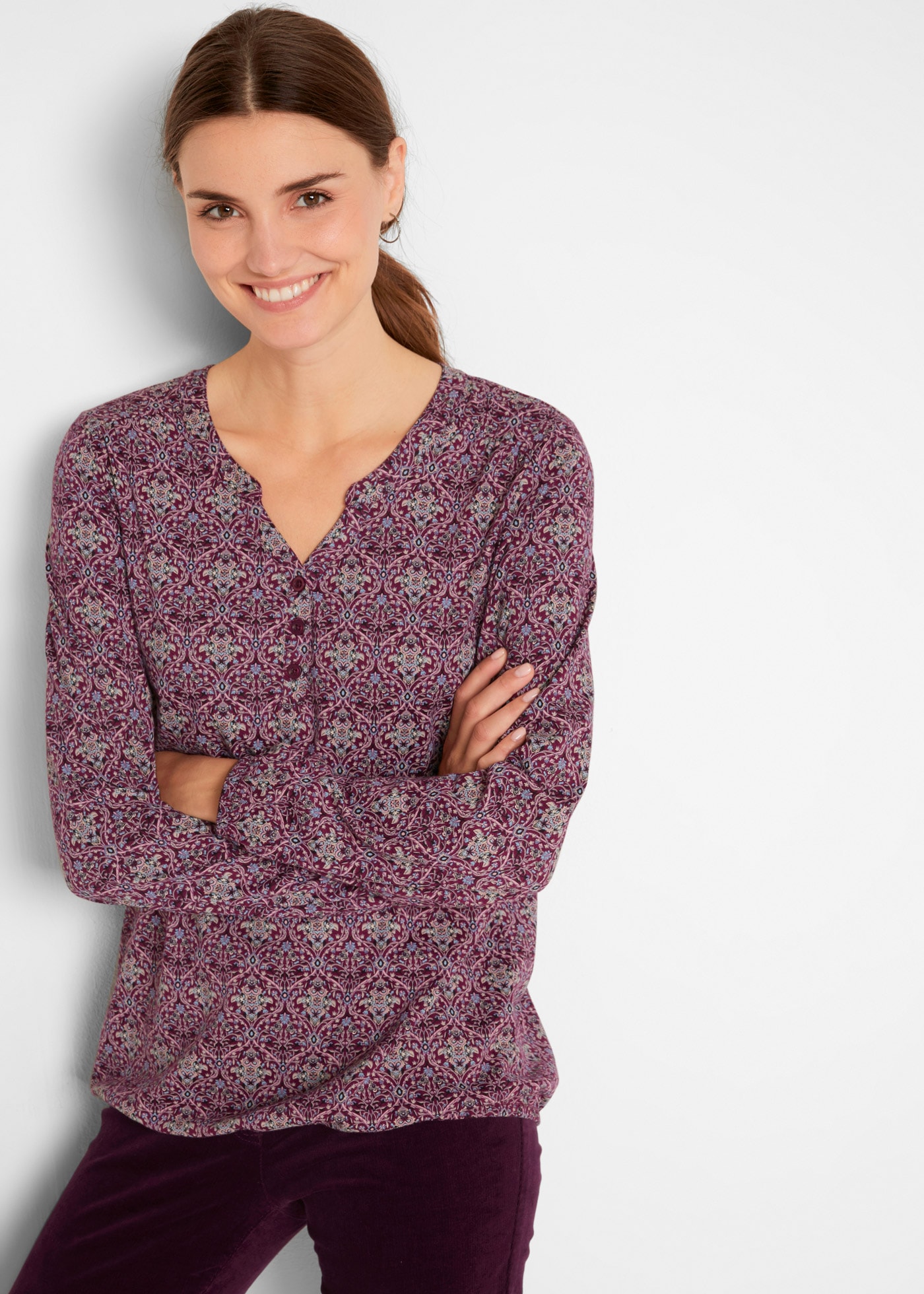 Image of bonprix Tunikashirt Loose Fit Passform, Langarm-Design, aus Baumwolle und Viskose