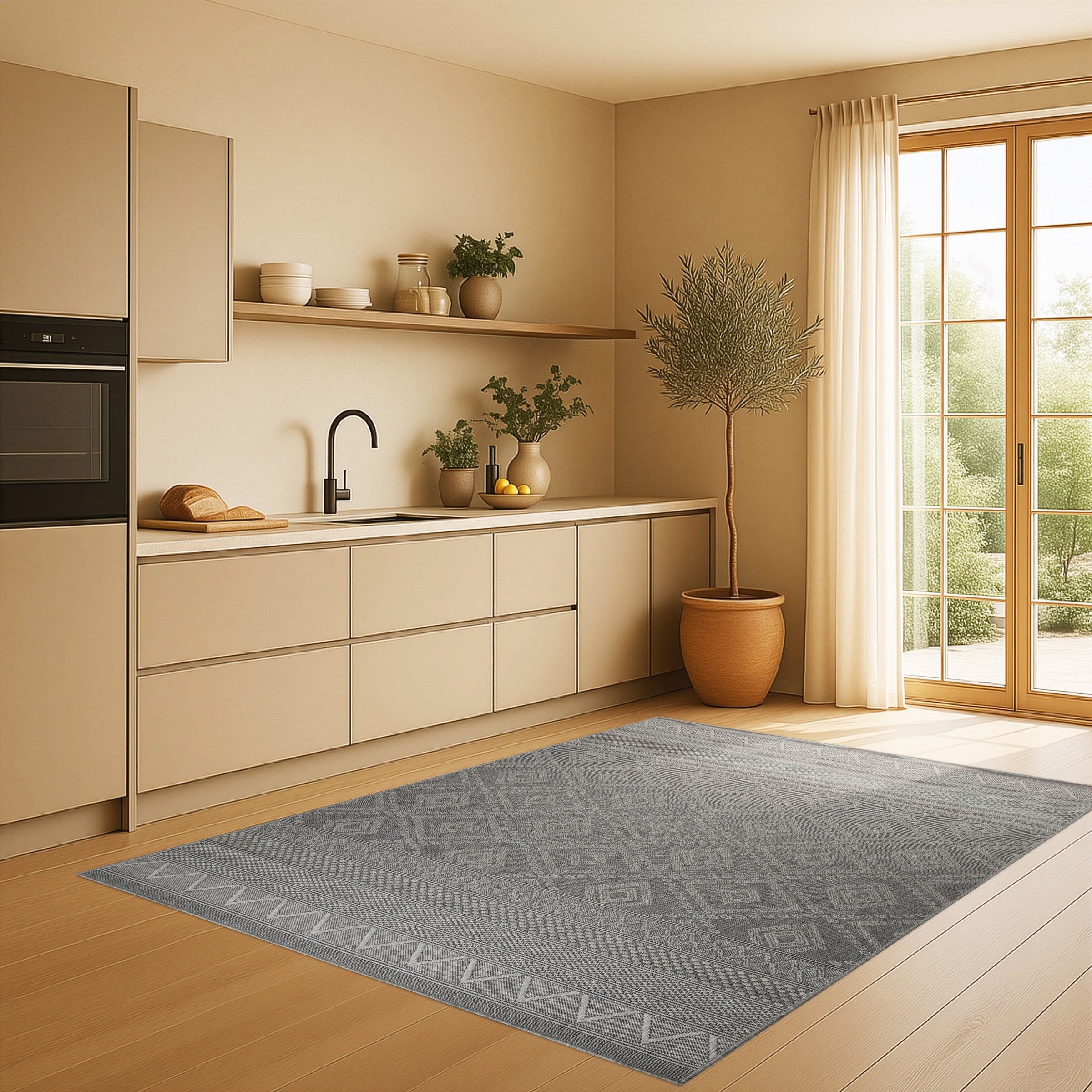 my home Tapis »Toronto auch als Läufer erhältlich« Rectangulaire 3 mm Höhe In- und Outdoor geeignet, Sisal-Optik, Wetterfest & UV-beständig, Boho