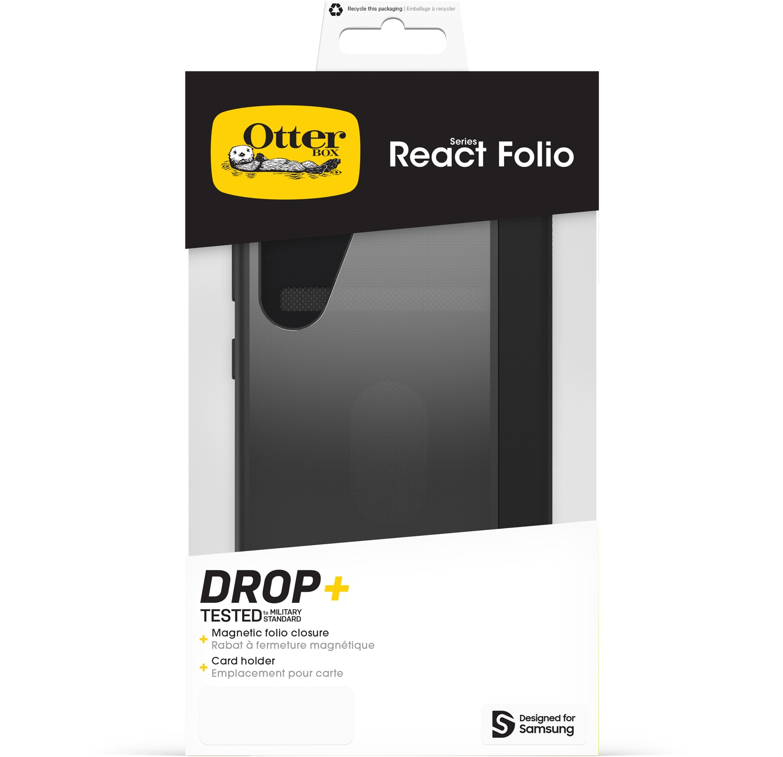 Otterbox Handyhülle »React Folio Samsung Galaxy S25+ clear/black« Backcover, Schutzhülle, Handyschutzhülle, Case, Schutzcase, stossfest