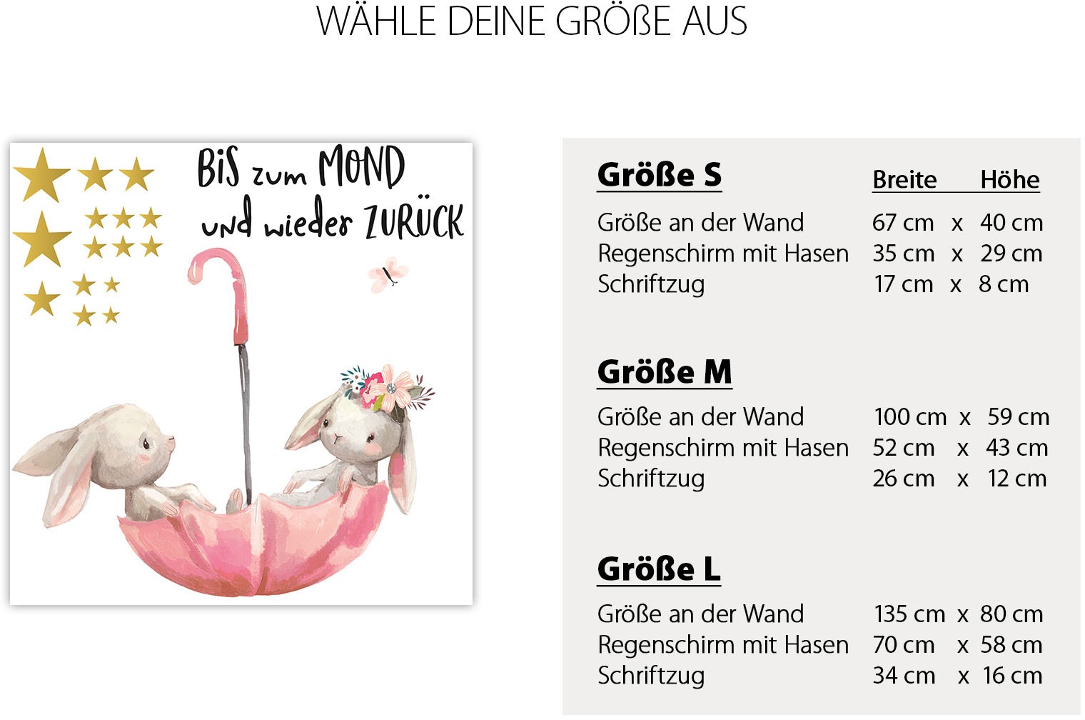 Image of little DECO Wandtattoo »Little Deco Wandtattoo Bis zum Mond & Hasen im Regenschirm« bei Ackermann Versand Schweiz