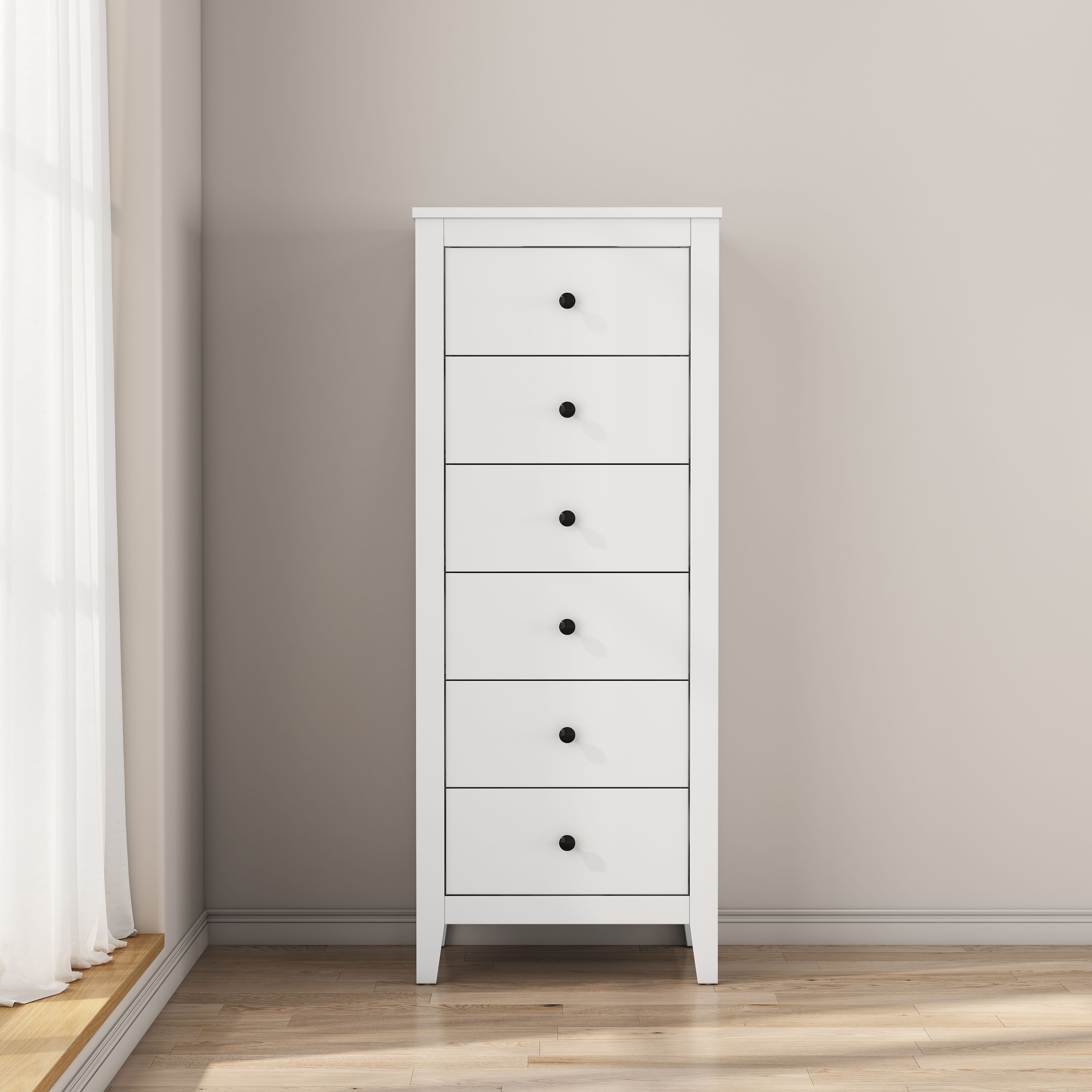 GOODproduct Commode combinée »Borkum Sideboard Anrichte mit 6 Schubladen Landhaus weiss Bestseller« hochwertige Griffe aus Metall, 