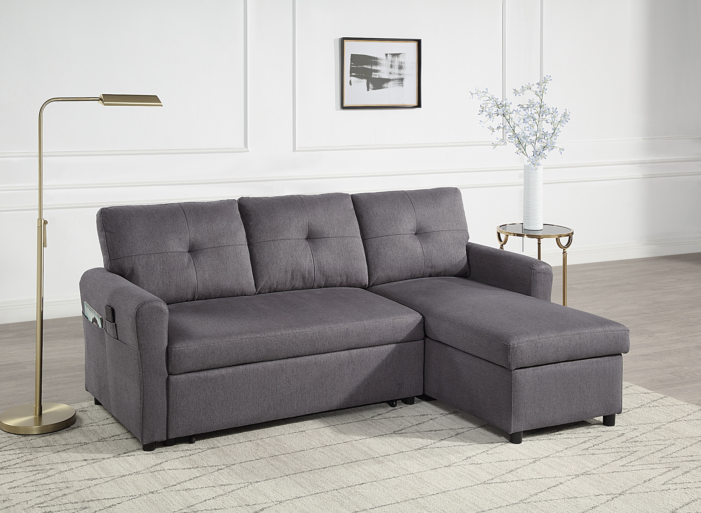 Image of ATLANTIC home collection Schlafsofa "Gustavo L-Form, B: 199 cm" mit Bettfunktion, Bettkasten & seitlichen Taschen