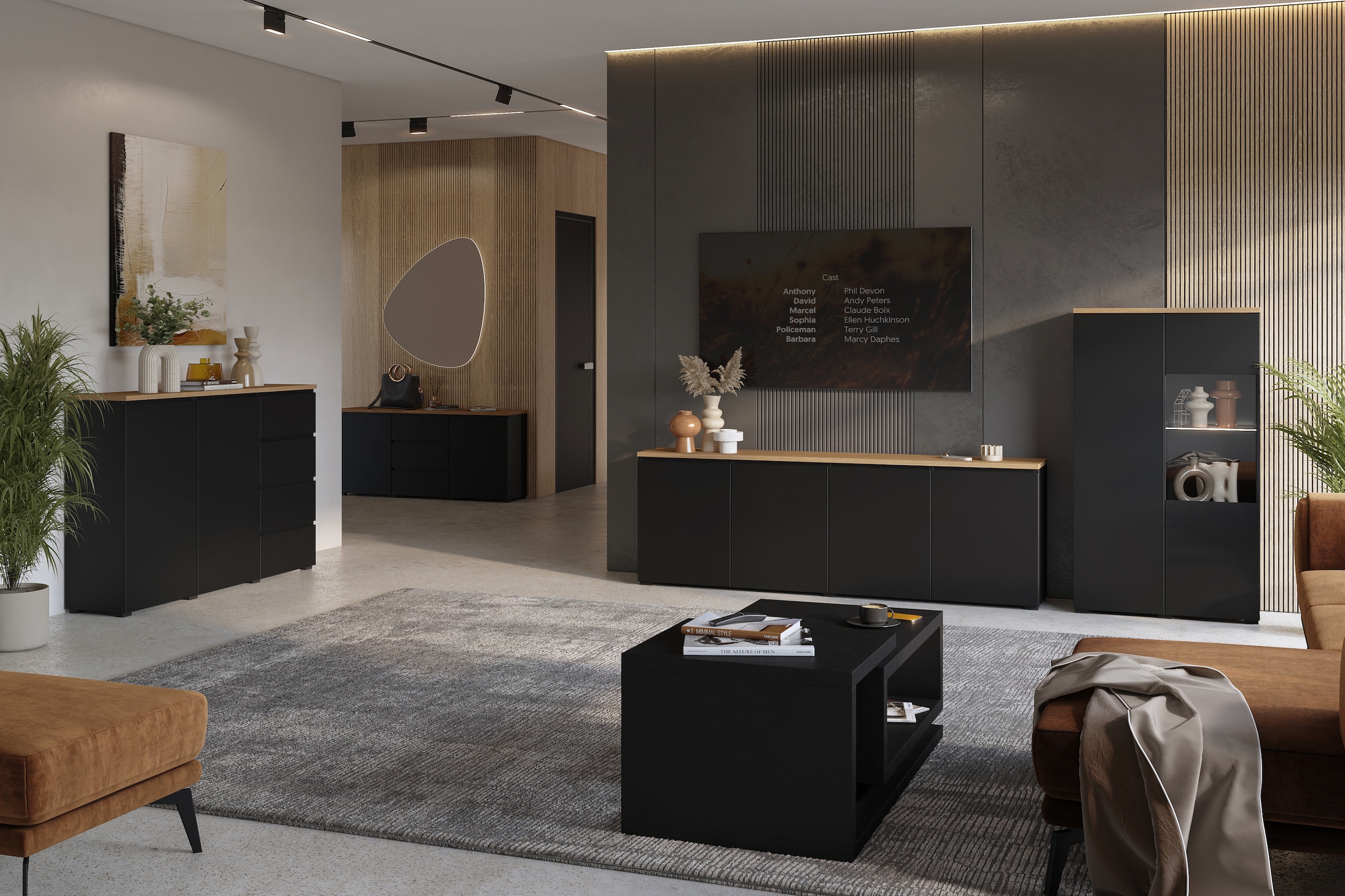 GOODproduct Sideboard »Modo, Breite 150 cm, moderne grifflose Kommode 2Türen/3 SK« Schubladenkommode mit viel Stauraum, Einlegeböden verstellbar