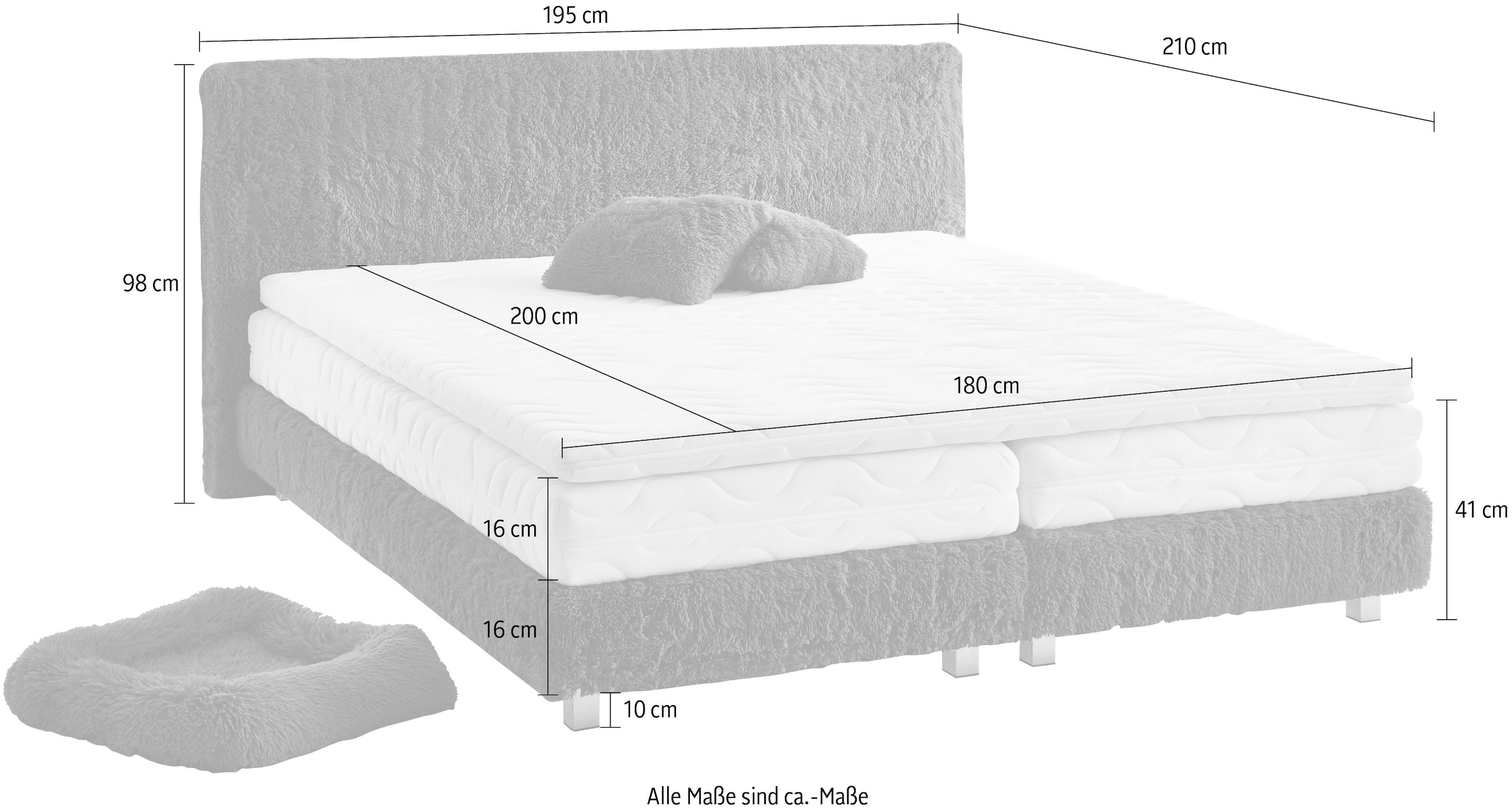 Westfalia Schlafkomfort Boxbett »Nara«, aus Fellimitat, wahlweise in H2, H3 & H4 erhältlich