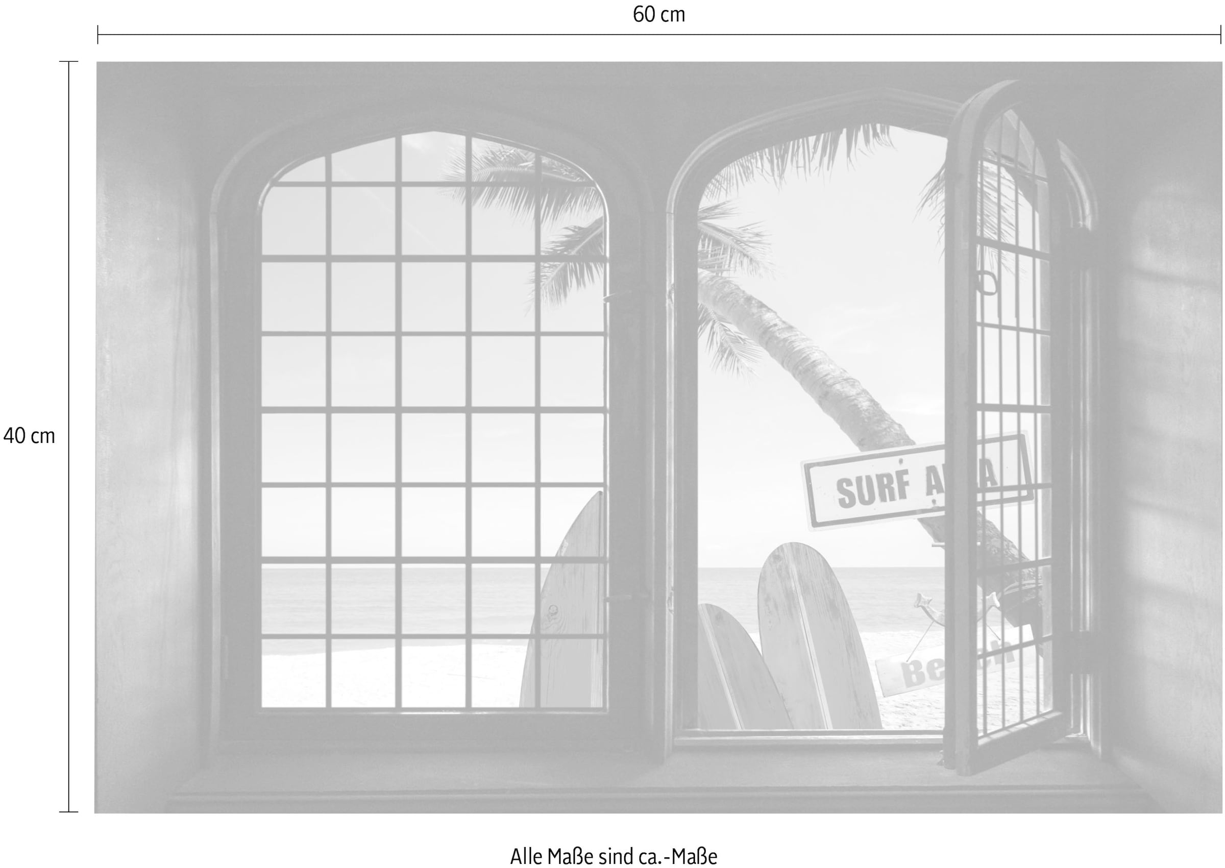 queence Autocollants muraux »Surf« Wandsticker, Wandbild, selbstklebend, 3D, Fenster