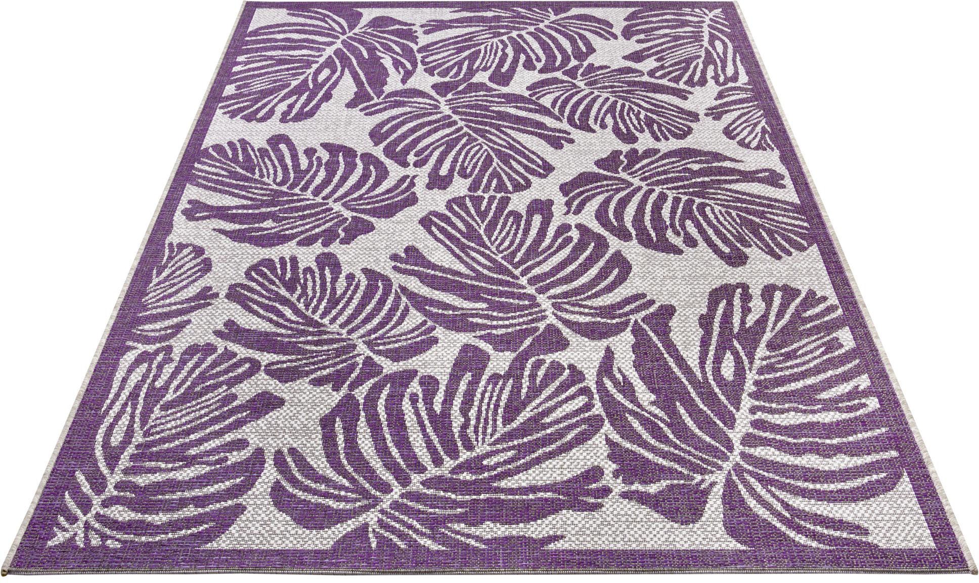 Image of NORTHRUGS Teppich »Monstera«, rechteckig, 4 mm Höhe, Flachgewebe In und Outdoor geeignet, Florales Design, gekettelt, Wohnzimmer, Balkon, Terrasse, Garten, Robust, Pflegeleicht bei Ackermann Versand Schweiz