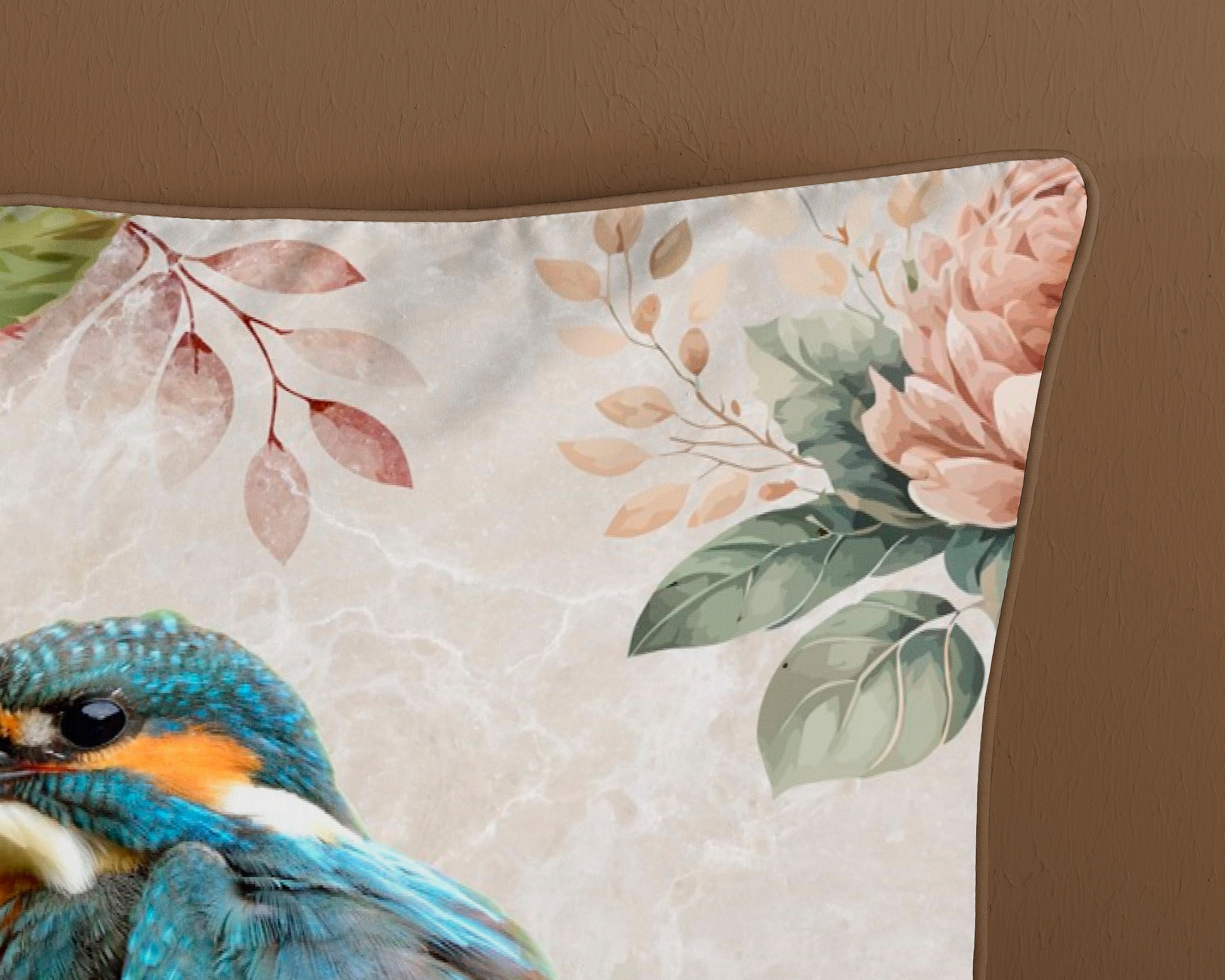 Descanso Wendebettwäsche »Verde«, Mako Satin, 135x200, Biese, Reissverschluss, Wendeoptik, Blumen, Sand