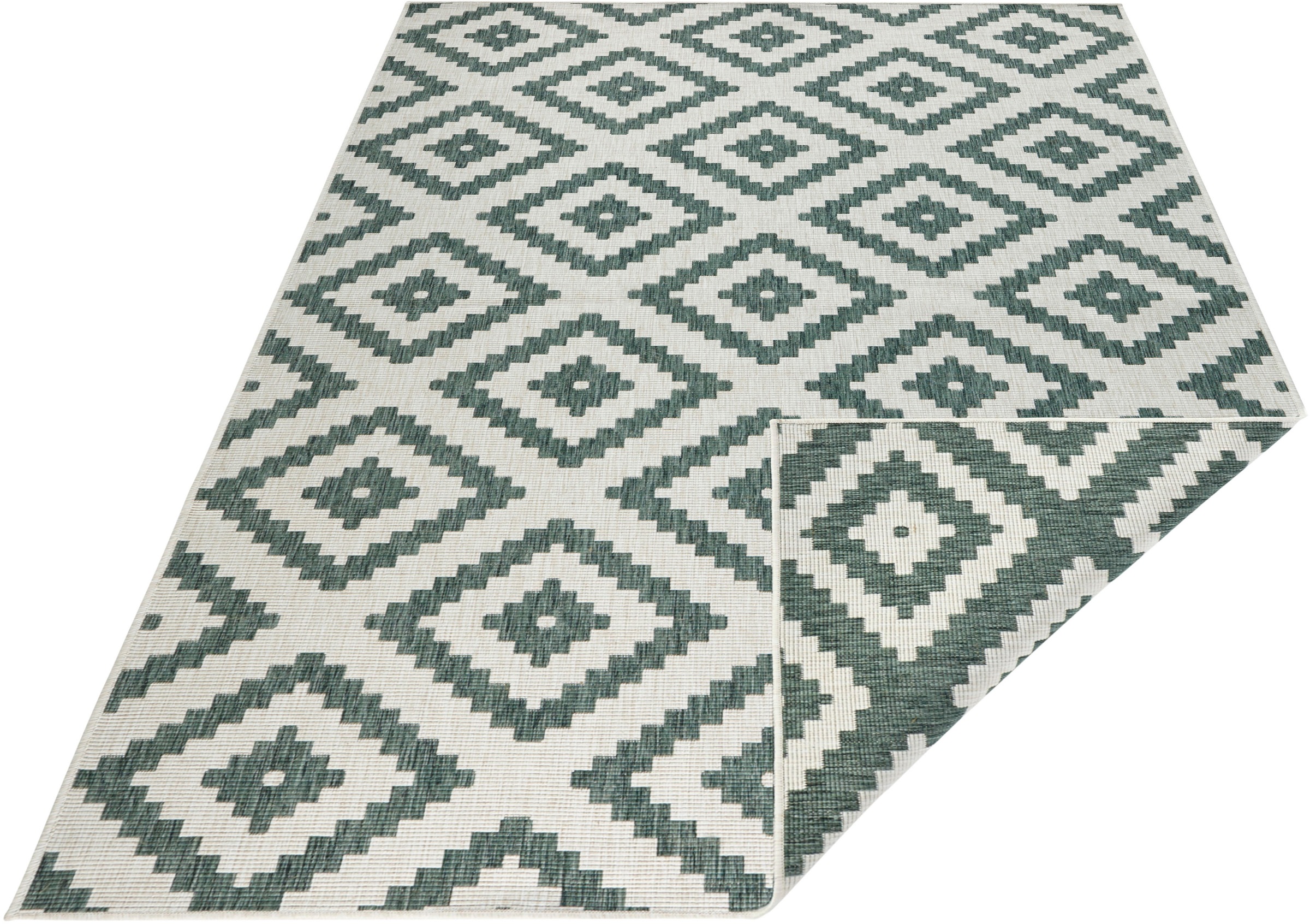 Image of NORTHRUGS Teppich »Malta«, rechteckig, 5 mm Höhe, In/- Outdoor geeignet, Rauten Design, Wohnzimmer, Balkon, Terrasse, Flur, Diele, Robust, Pflegeleicht, Flachgewebe bei Ackermann Versand Schweiz